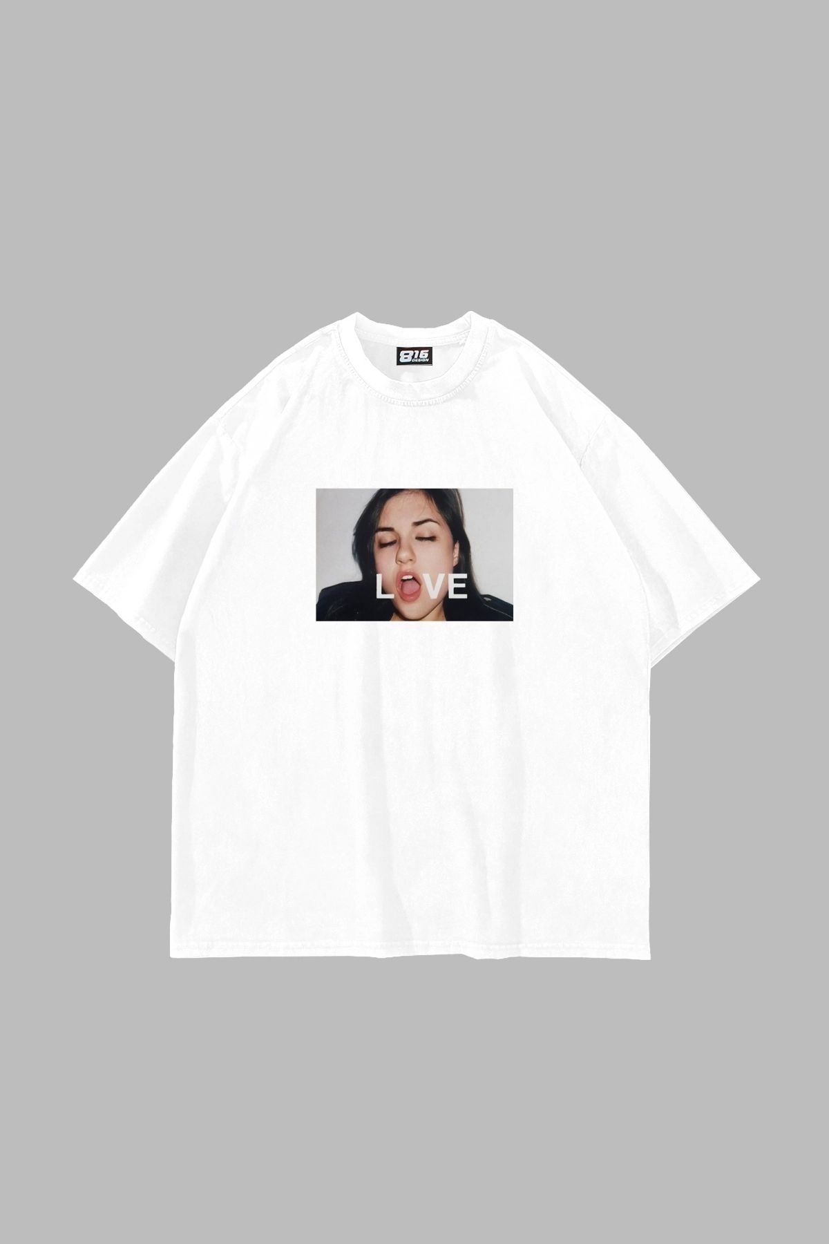 Tarzsokak Love Baskılı Oversize Unisex Beyaz