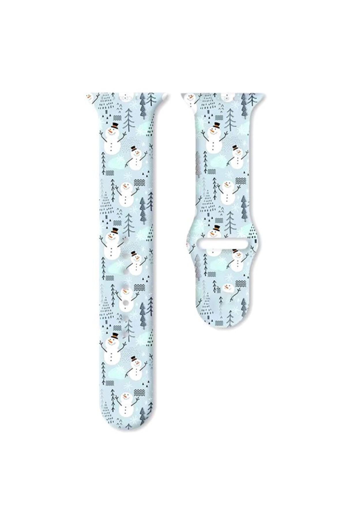 REDz Accessories-Curea Gnomes, Sport, Compatibilă cu Apple Watch, Design de Crăciun, Silicon, Alb - 44/45/46/49 mm 3
