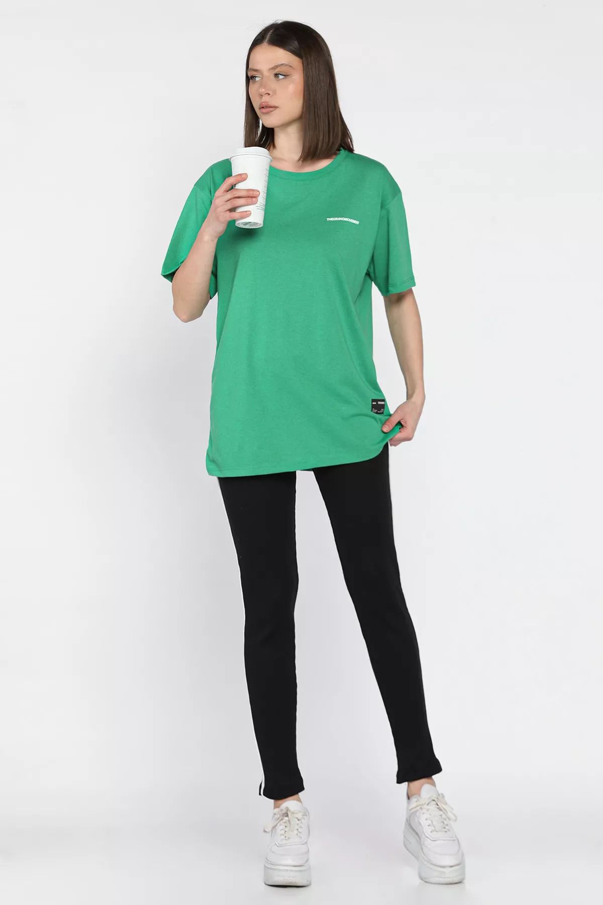 GÜLSELİ Yeşil Kadın Bisiklet Yaka Tişört Tayt İkili Takım (m-l-xl Uyumludur)