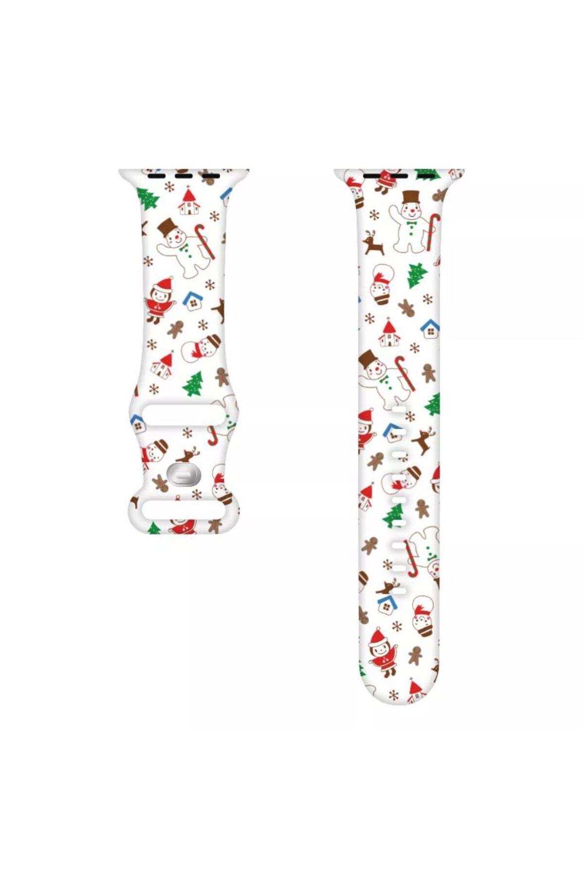 REDz Accessories-Curea de zăpadă, Sport, pentru Apple Watch, Colecția de Crăciun, silicon, albă - 44/45/46/49 mm 2