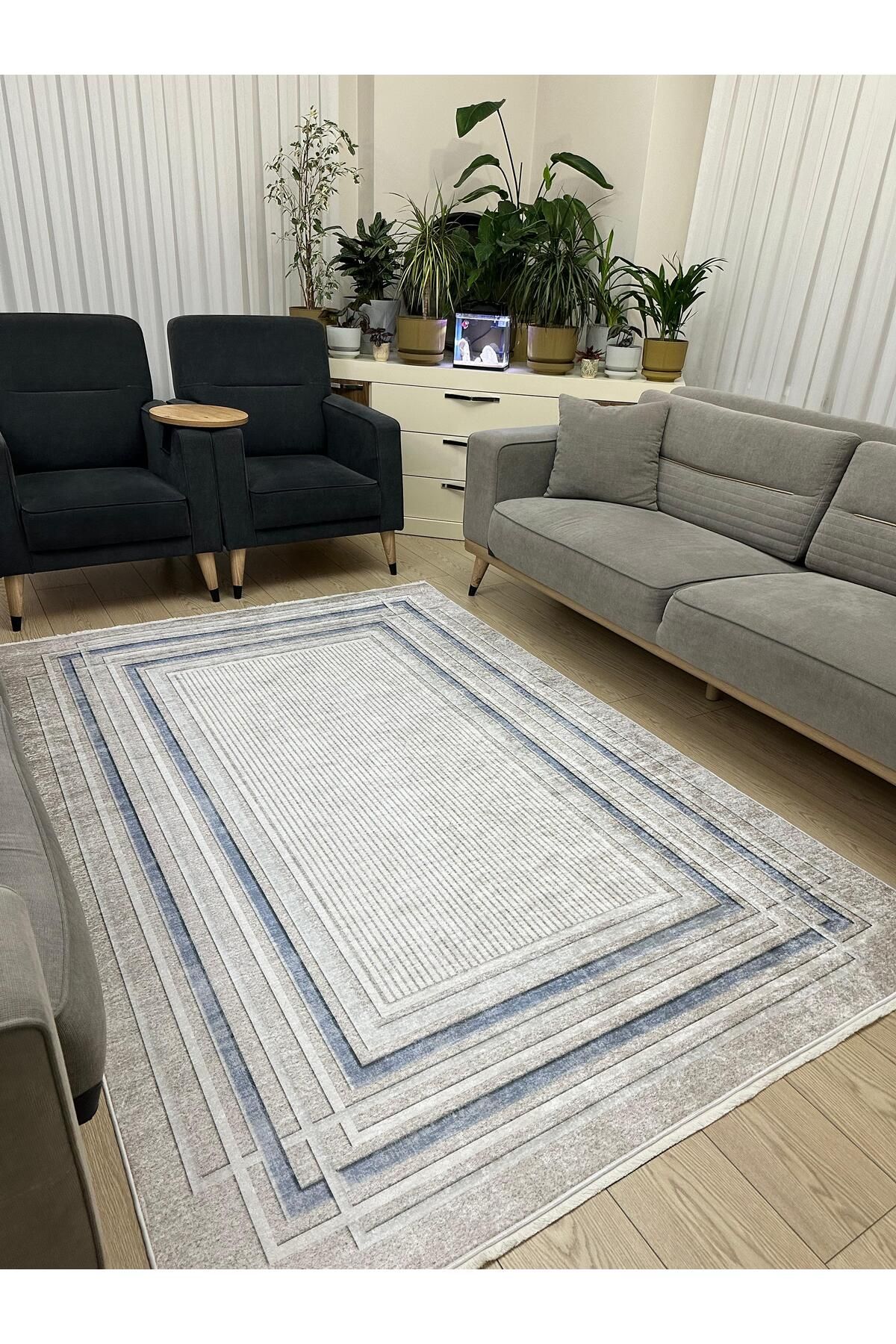 ALLGELSİN Yeni Sezon Yıkanabilir Kaymaz Taban Salon ve Oturma odası Halısı Yazlık Halı İnce Halı