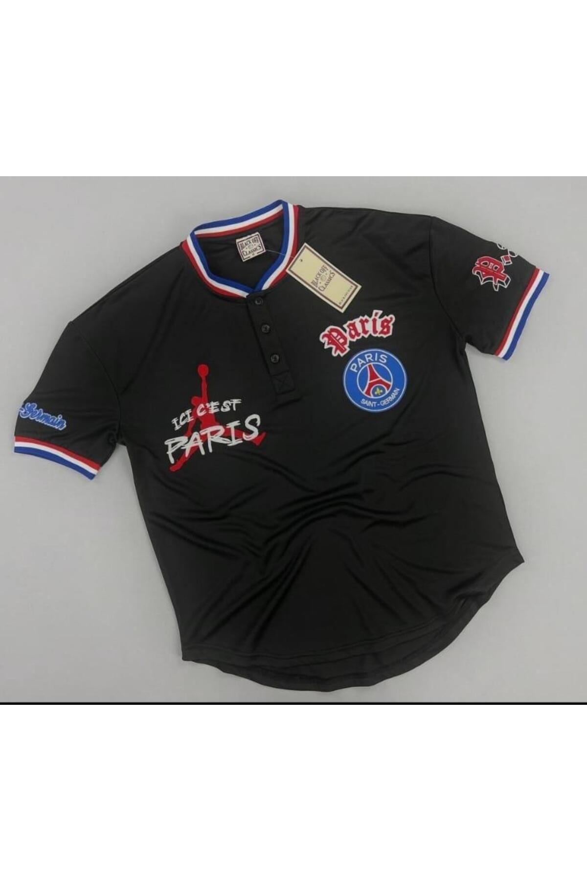 Ral Sport Paris Üç Düğme Basketbol T-Shirt Siyah