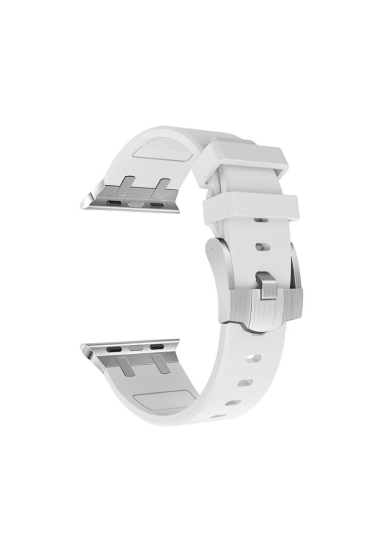 REDz Accessories-Curea flexibilă din oțel, Sport, pentru Apple Watch, reglabilă, silicon/metal, alb/argintiu - 44/45/46/49 mm 3
