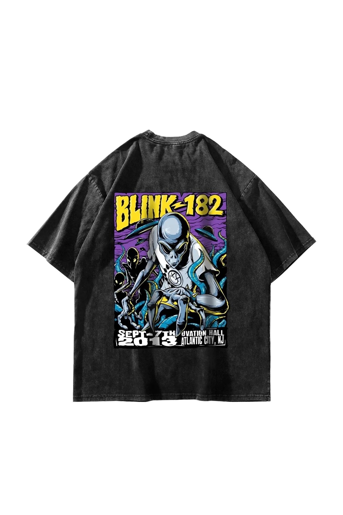 Tarzsokak Blink 182 Baskılı Oversize Unisex Yıkamalı Siyah