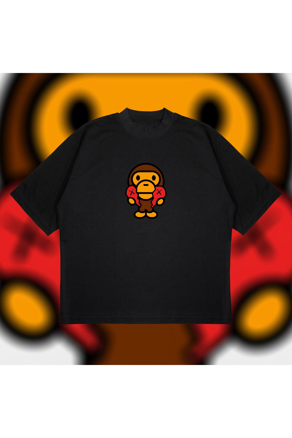 Tarzsokak Bape X Comme Des Garçons Oversize Unisex Pamuklu Nefes Alan Kalın Kumaşlı
