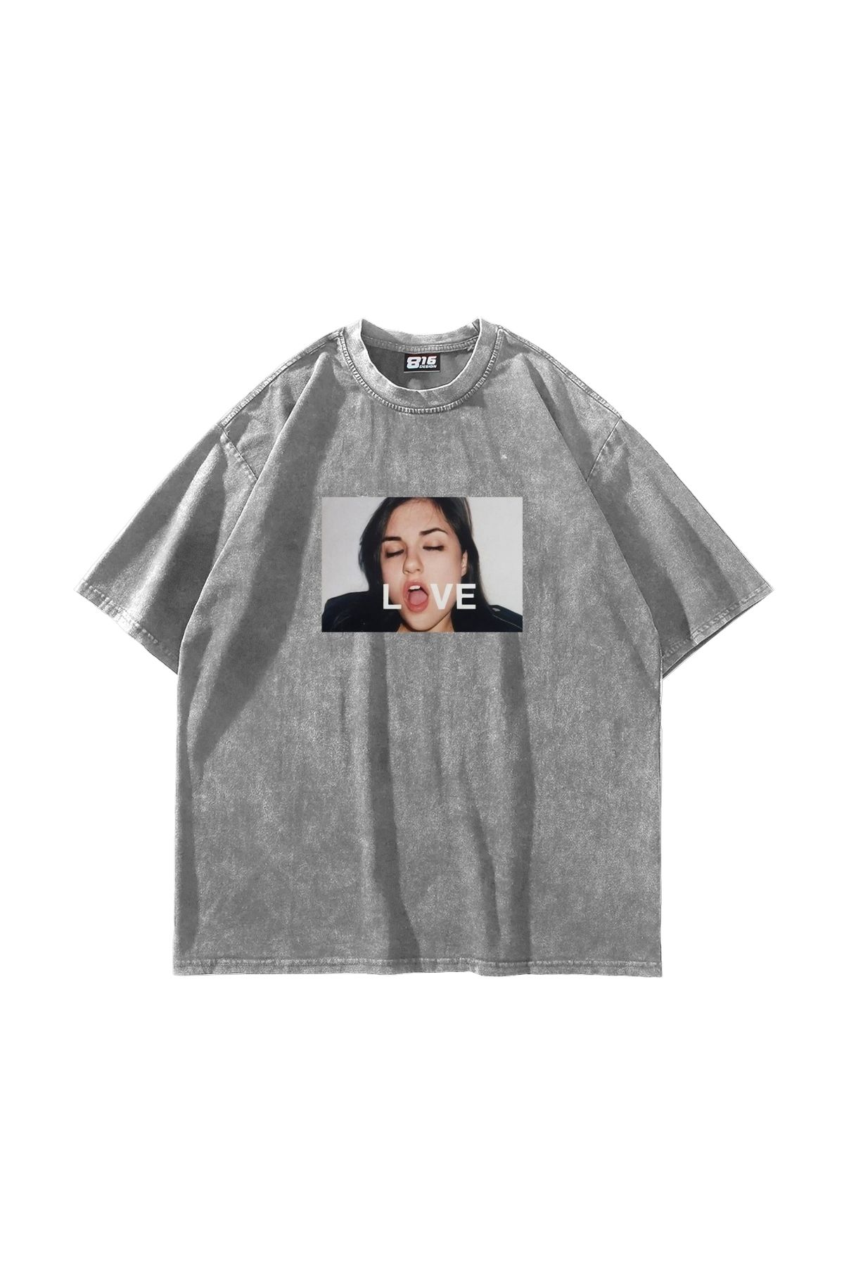 Tarzsokak Love Baskılı Oversize Unisex Yıkamalı Beyaz