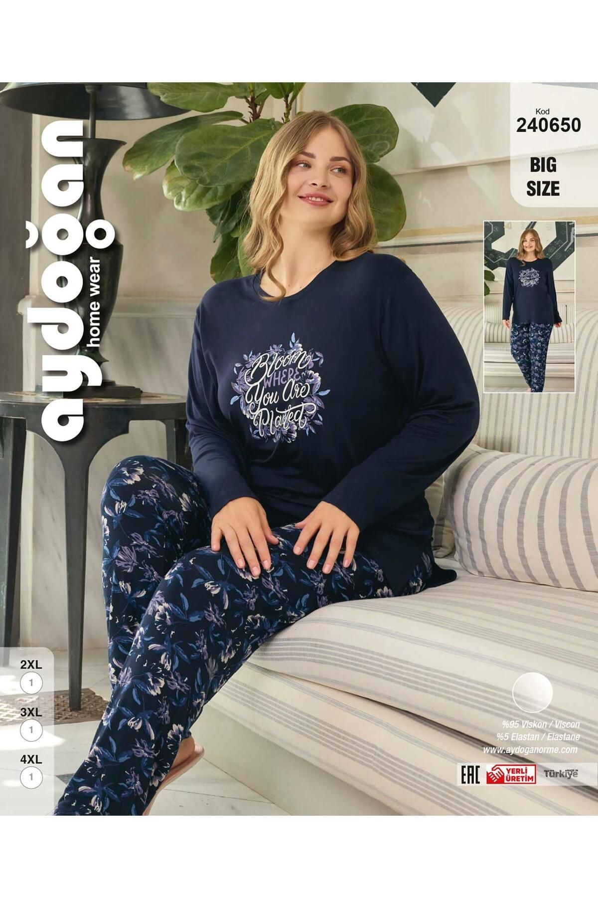Aydoğan AYD. KADIN PIJAMA TAKIMI BATTAL UZUN KOL