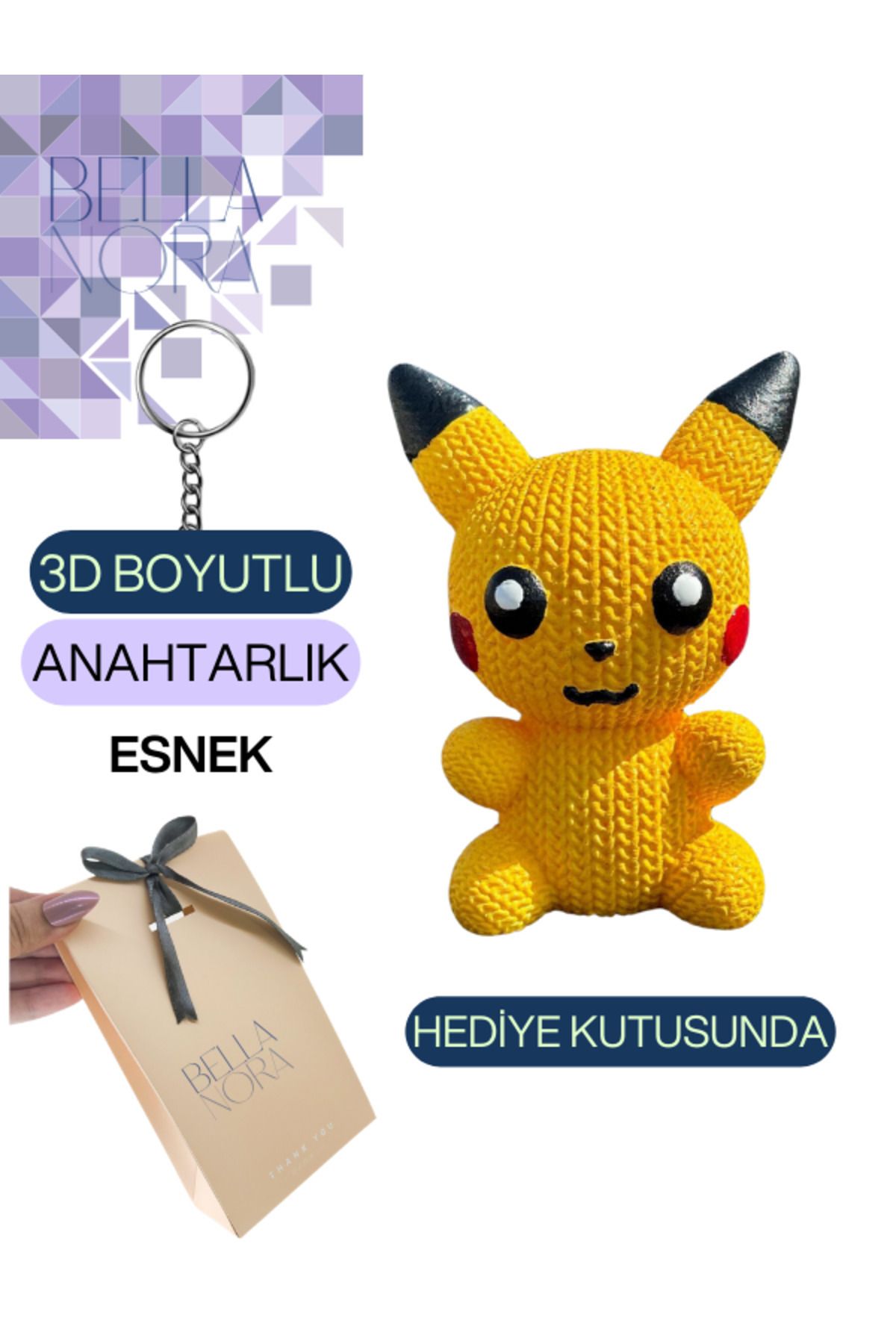 Bellanora Örgü Anahtarlık Sevilen Animasyon Çizgi Film Karakterli Amigurumi Çanta Süsü Özel Hediye Kutusunda