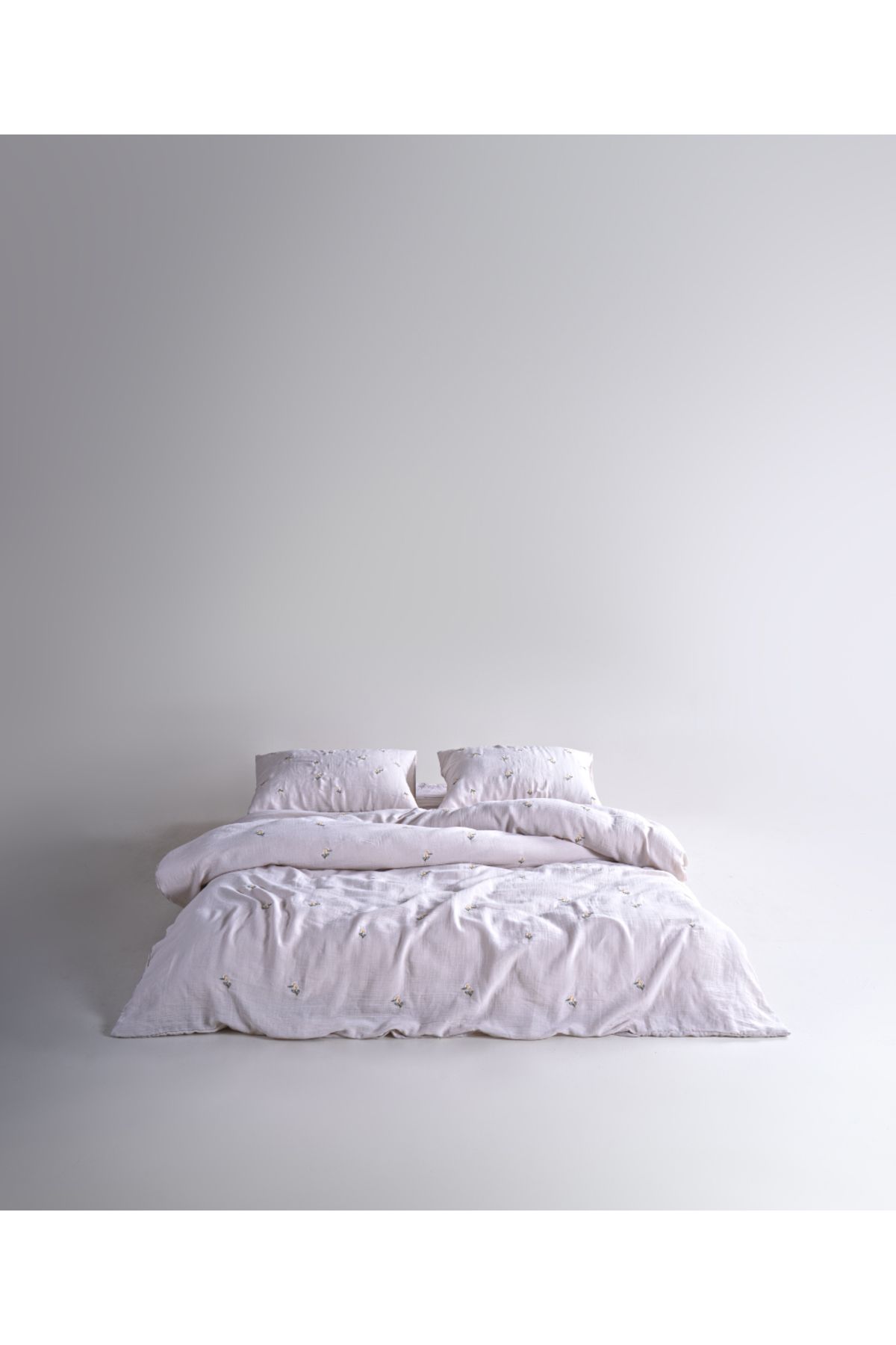 LİMASSO Printemps %100 Pamuk Yıkamalı Nakışlı Müslin Nevresim Takımı Dress Blue