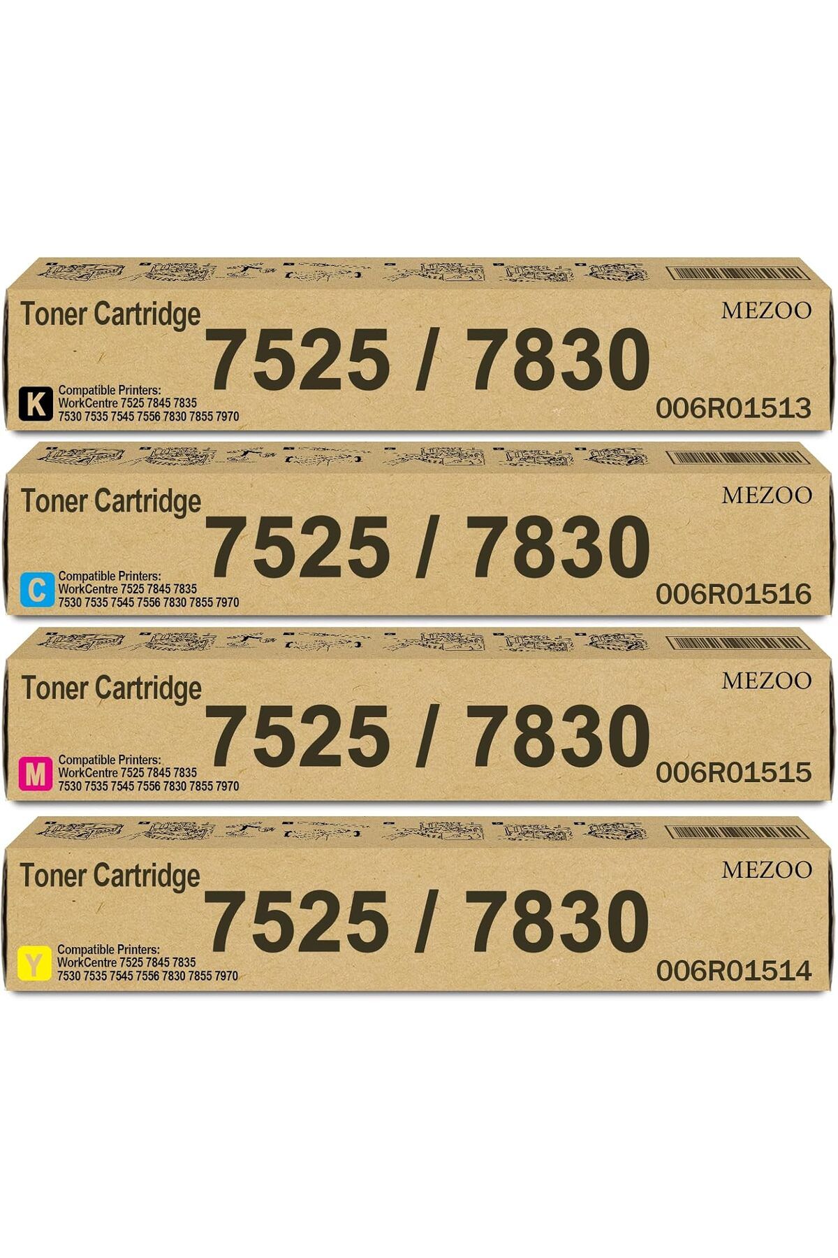 Xerox Workcentre MUADİL 7525 7530 7535 7545 7556 7830 7835 7845 7855 7970 ,Black Cyan Yellow Magenta)