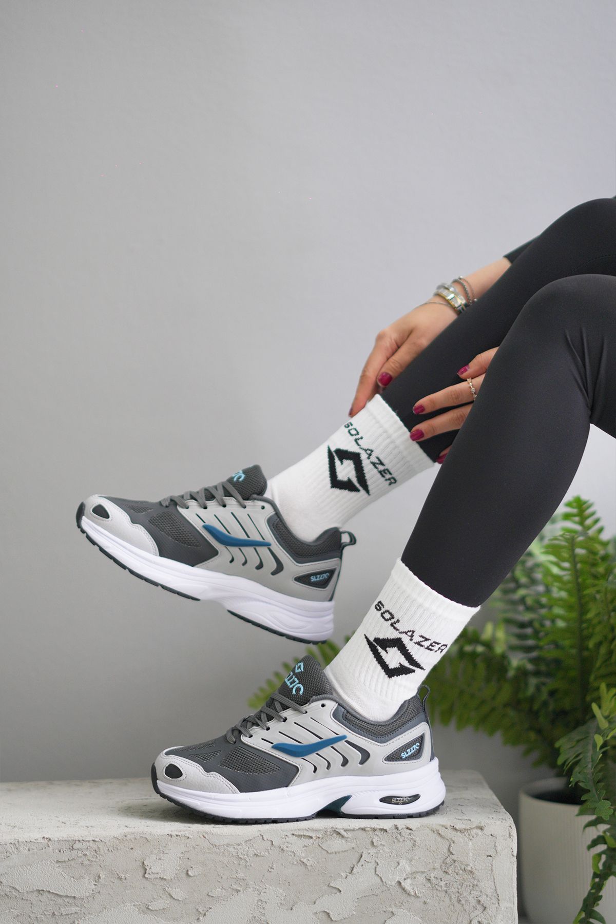 SOLAZER Kadın Füme Lacivert Sneaker Günlük Spor Ayakkabı 041-2