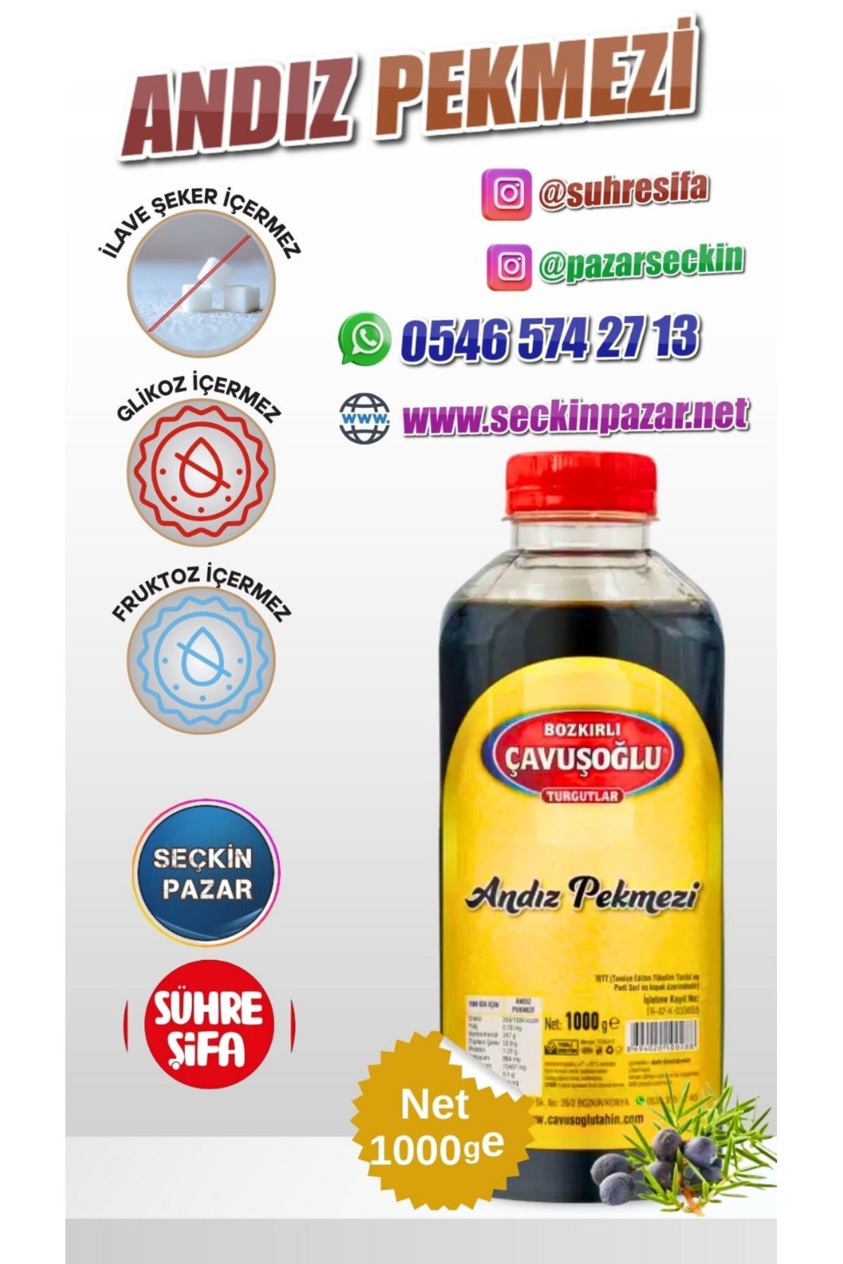 Bozkırlı Çavuşoğlu Pekmez - 1000gr Andız Plastik Şişe