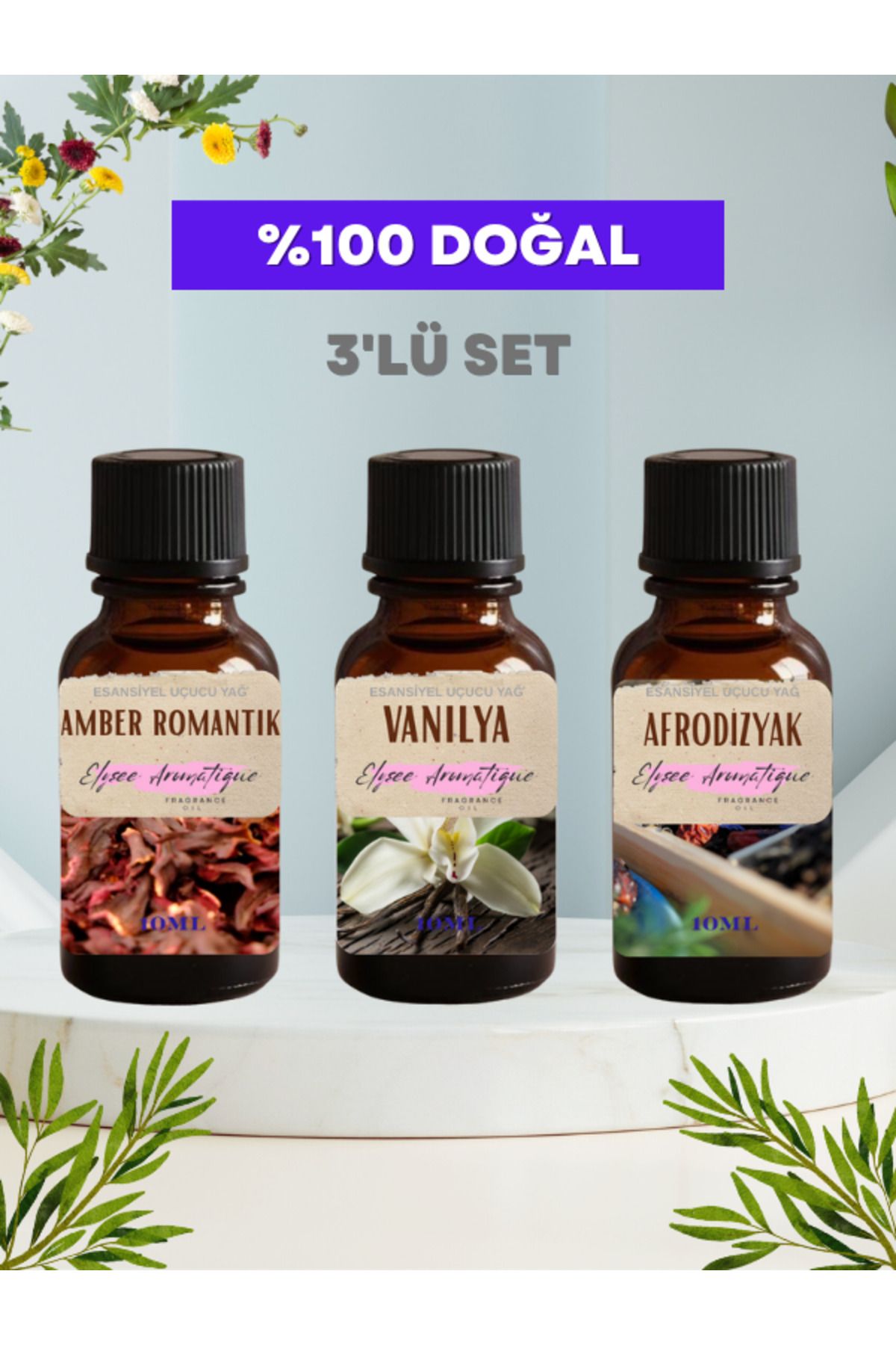 Elysee Aromatique 3'lü Set Esansiyel Uçucu Koku Yağı Difüzör Esansı Buhurdanlık Yağı Aromaterapi Yağı