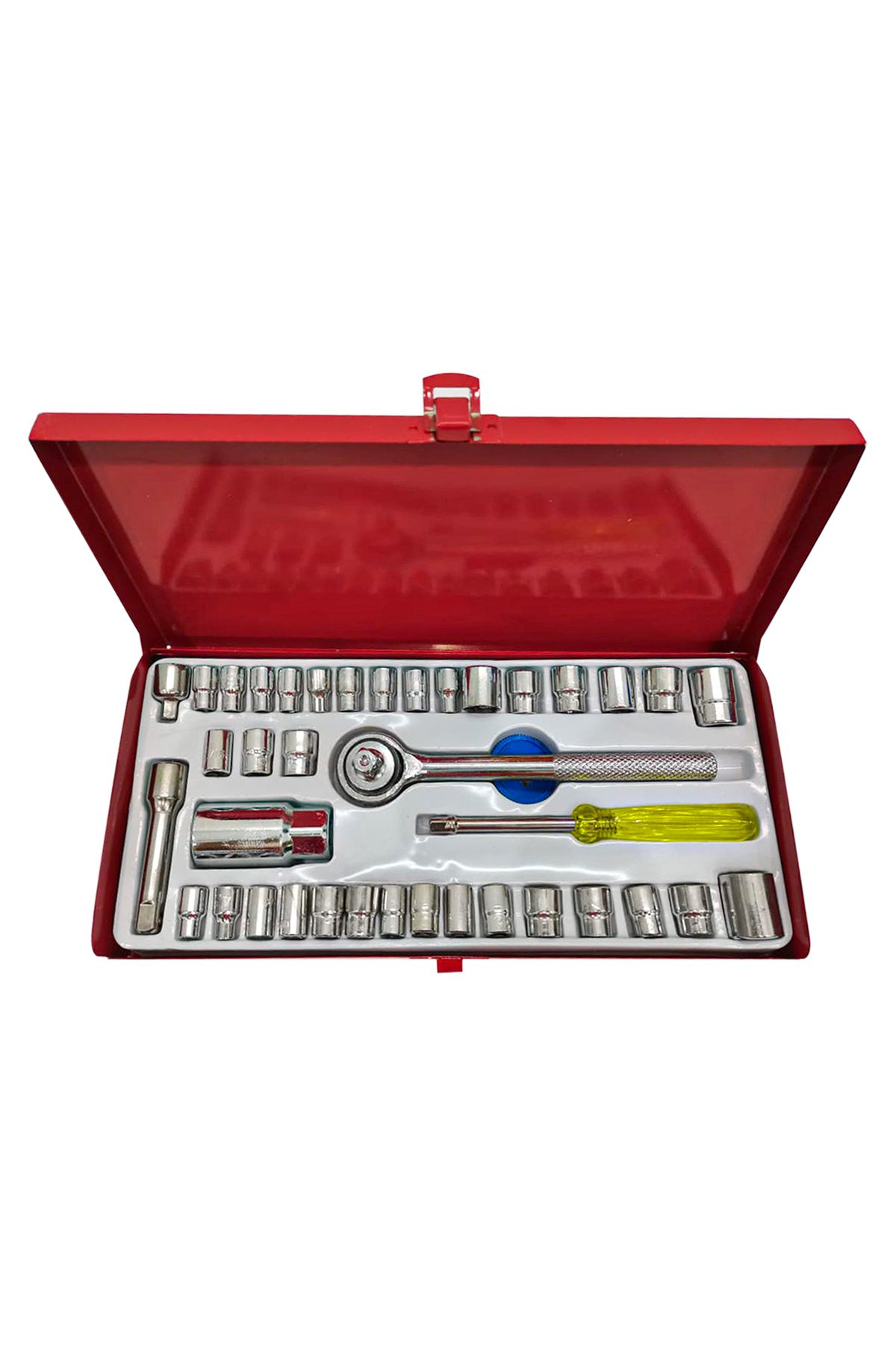 Aiwa-40 Pcs Combination Socket Wrench Set - 1/4" & 3/8" Drive, SAE & Metric, Durable Tool Kit 6