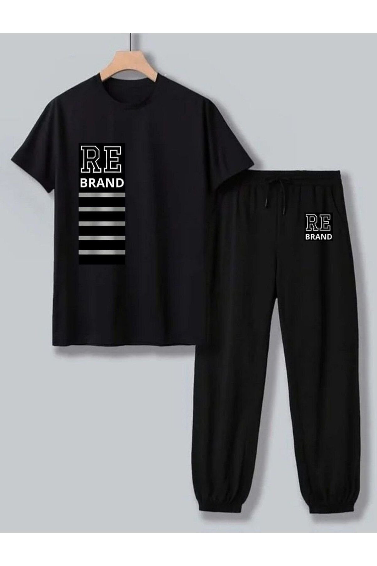 REBRAND Spor Giyim Oversize T-shirt Takımı - Baskılı Alt Üst Eşofman