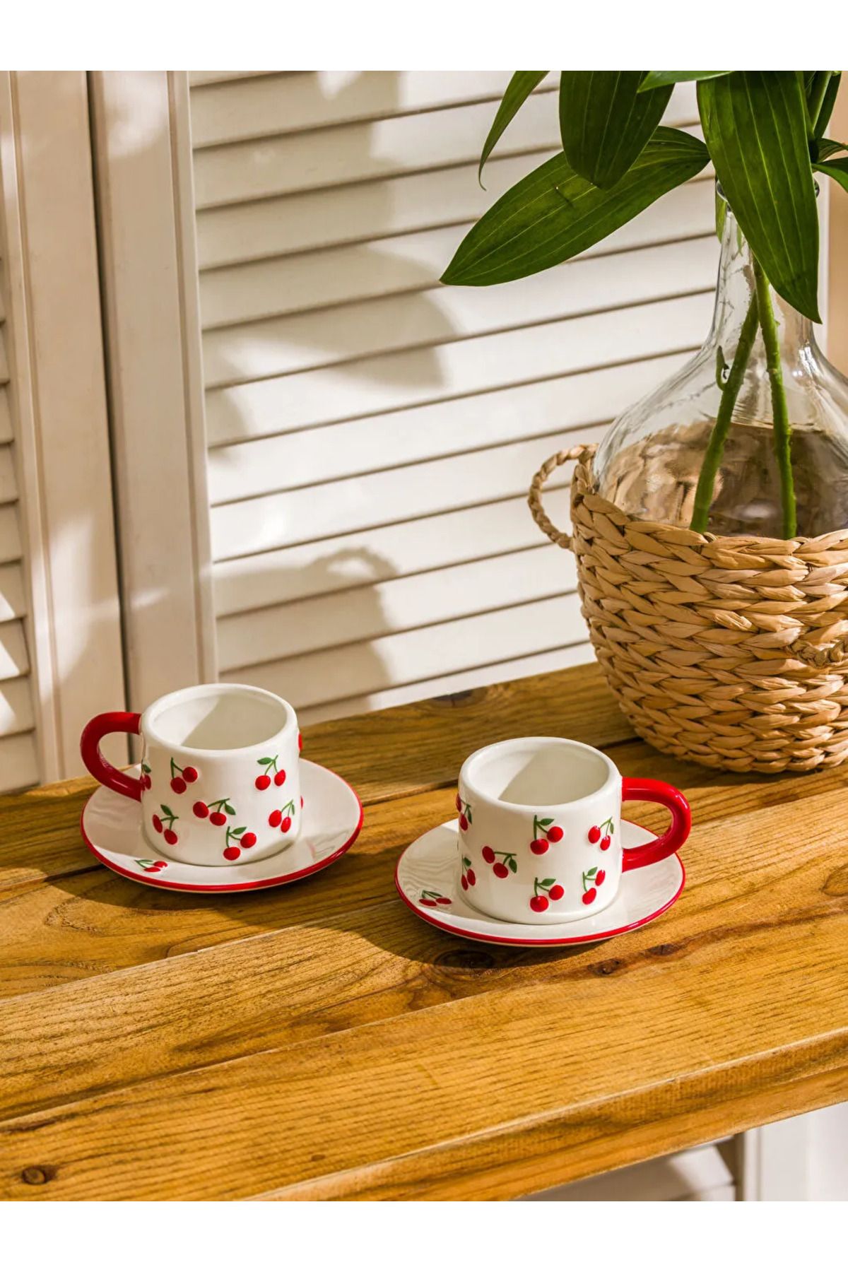 LC Waikiki LCW HOME Kiraz Baskılı 2 Kişilik Seramik Kahve Fincan Takımı 100 ml