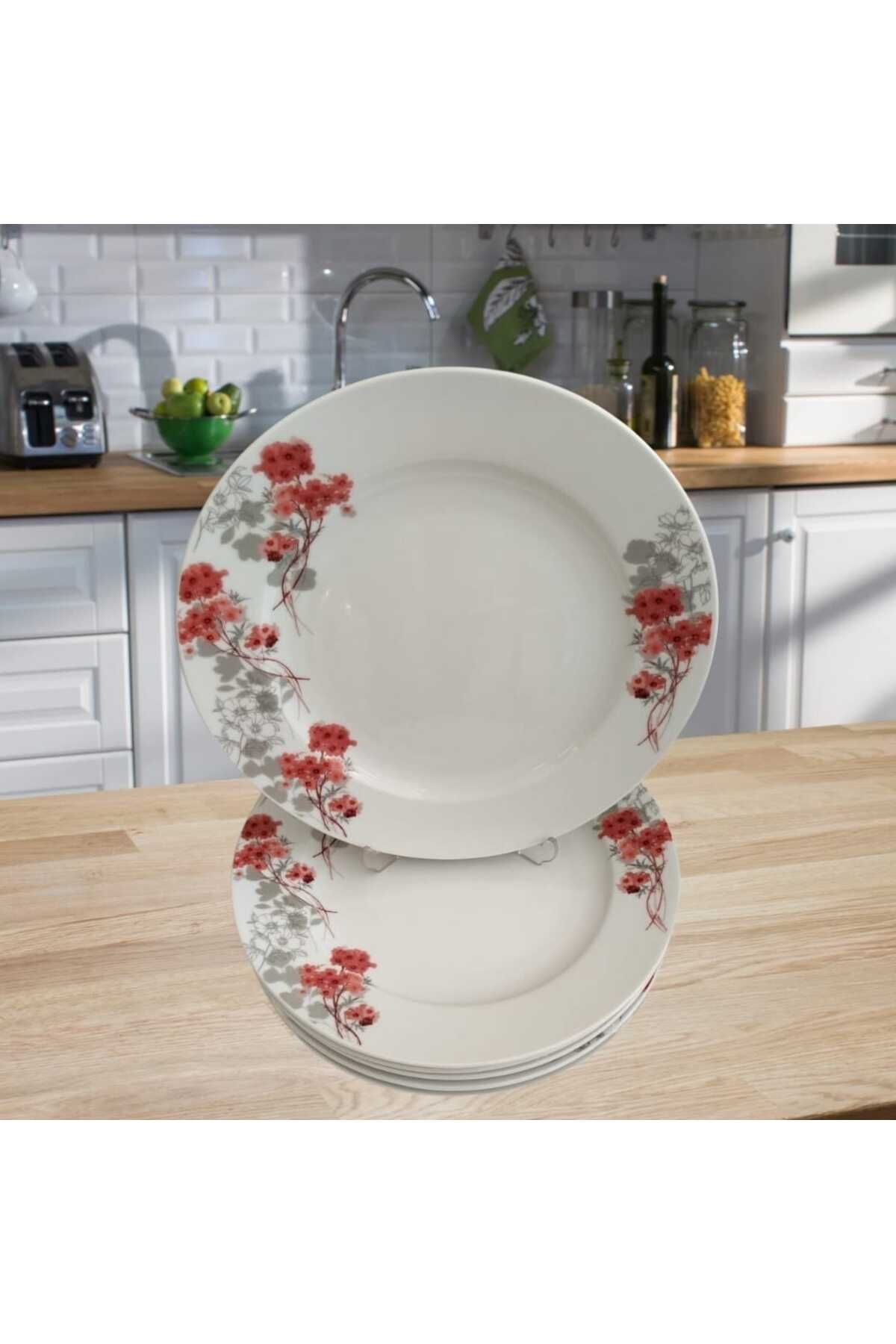 Mask Gür al Porselen Çiçek Desenli 6 Adet 20cm Pasta Tabağı