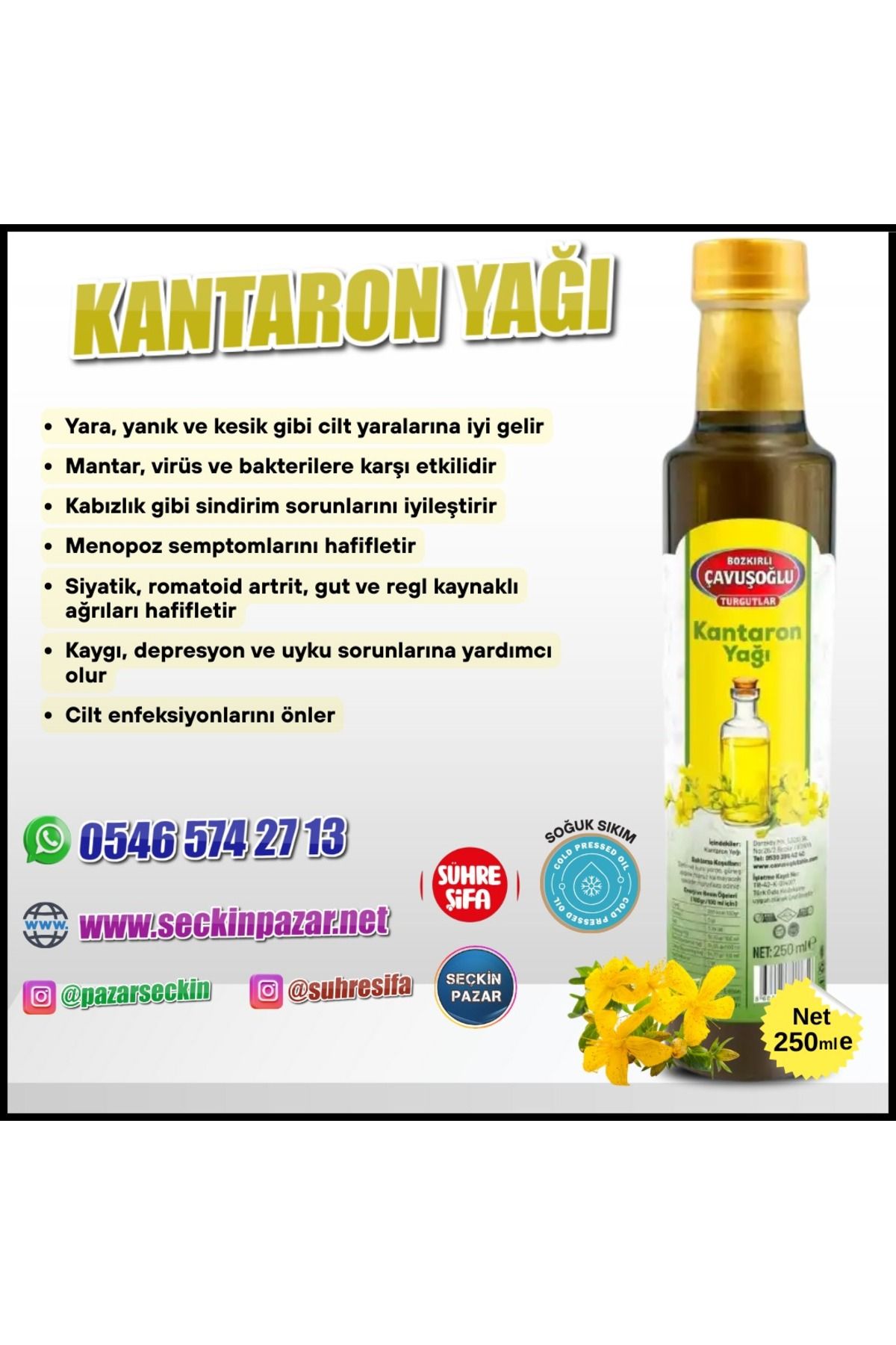 Bozkırlı Çavuşoğlu Kantaron Yağı 250ml