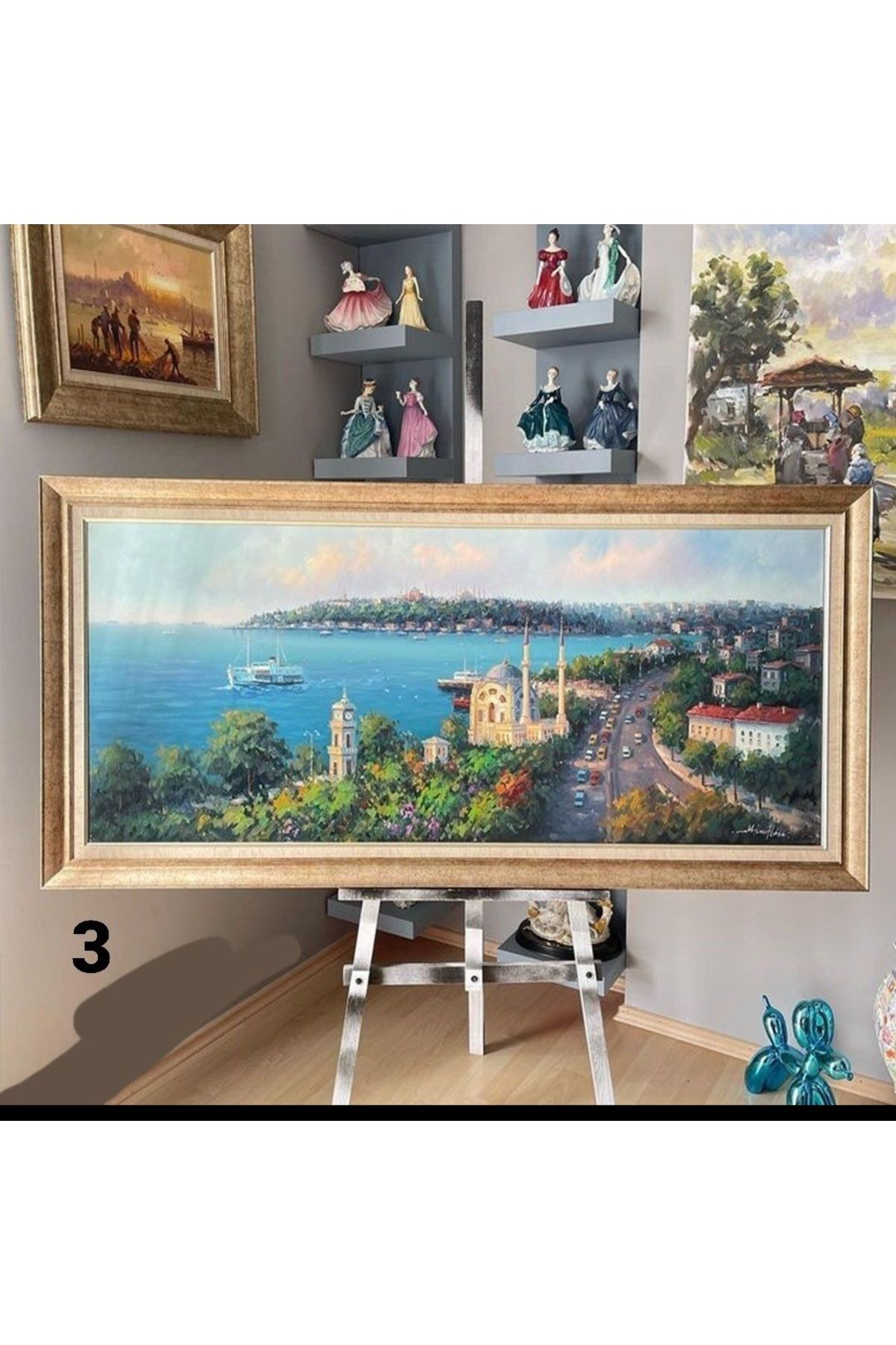 giyense GÜMÜŞ ÇERÇEVELİ PASPARTULU MANZARA TABLO A56