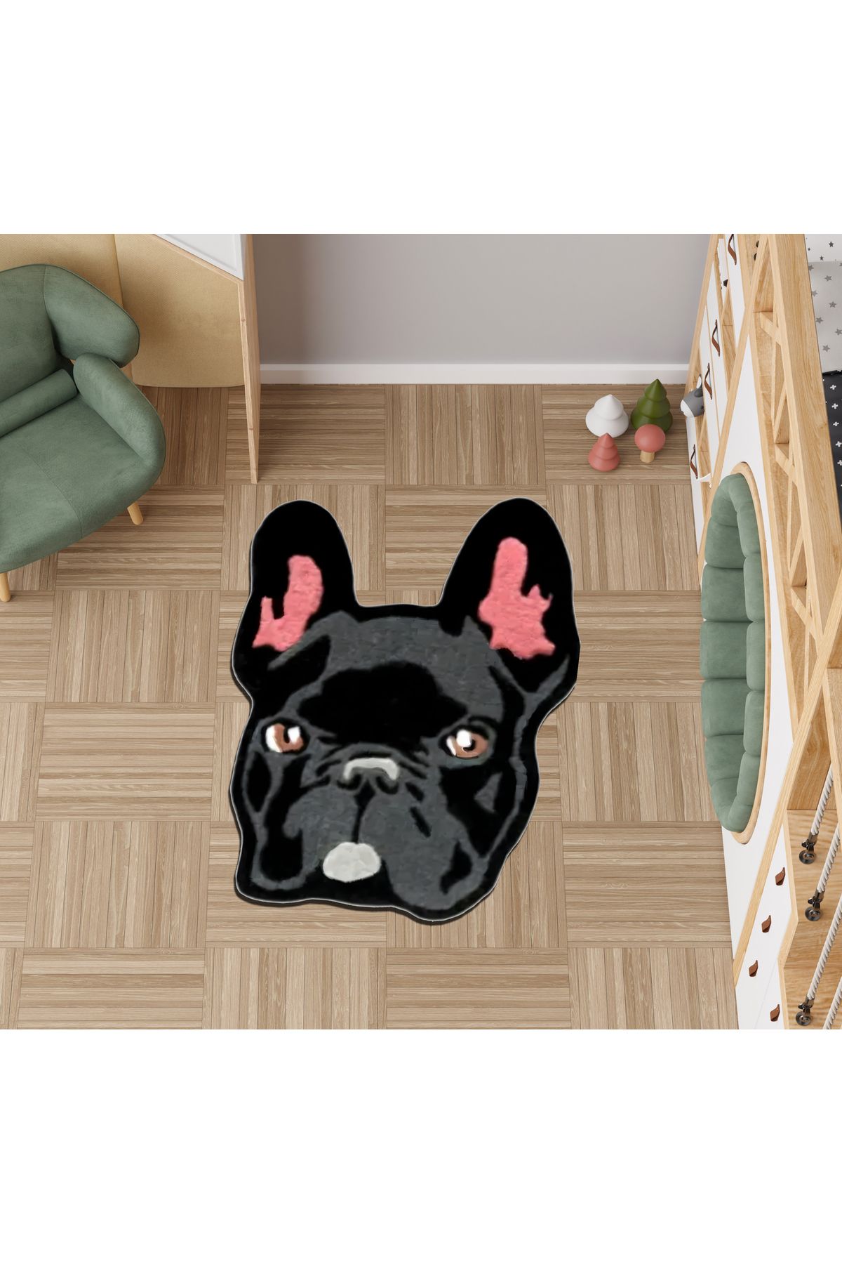 Rugs Modern Halı Lina Koleksiyonu Siyah Köpek Desenli Dokuma Taban Modern Dekoratif Halı lina54
