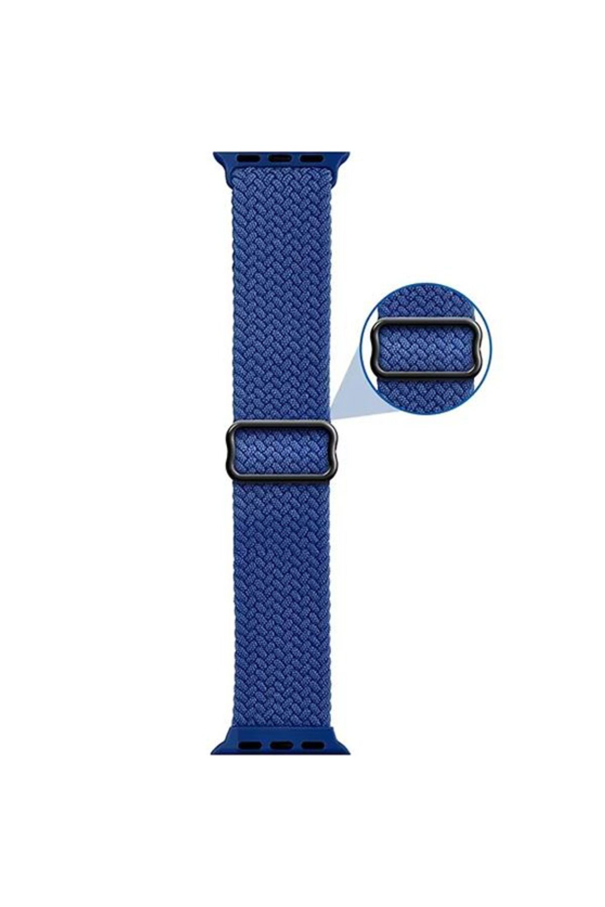 REDz Accessories-Curea Solo Loop, elastică, Apple Watch, reglabilă, aspect tricotat, material textil, albastră - 38/40/41 mm 3