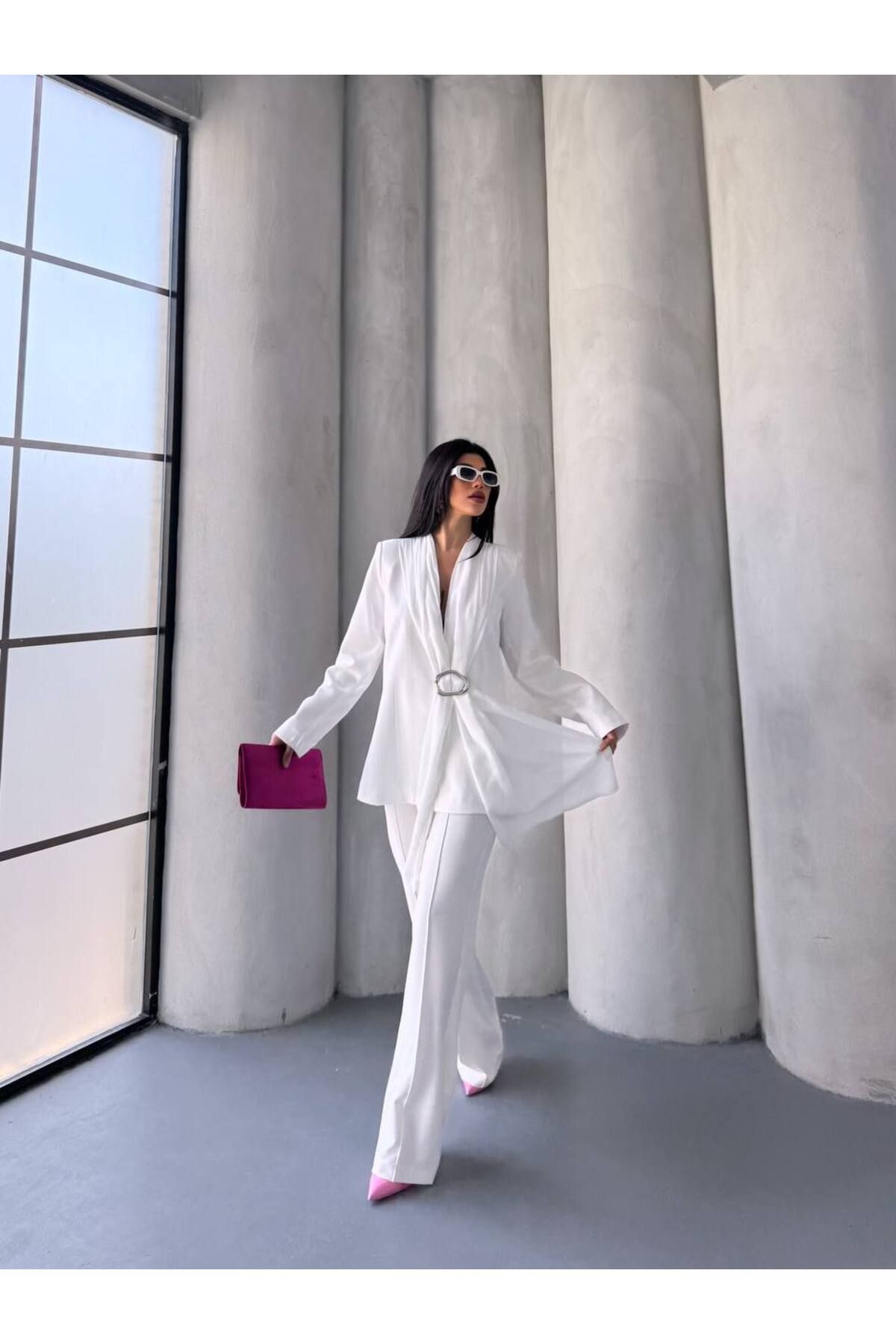 NILOO Şal Detaylı İkili Blazer Takım