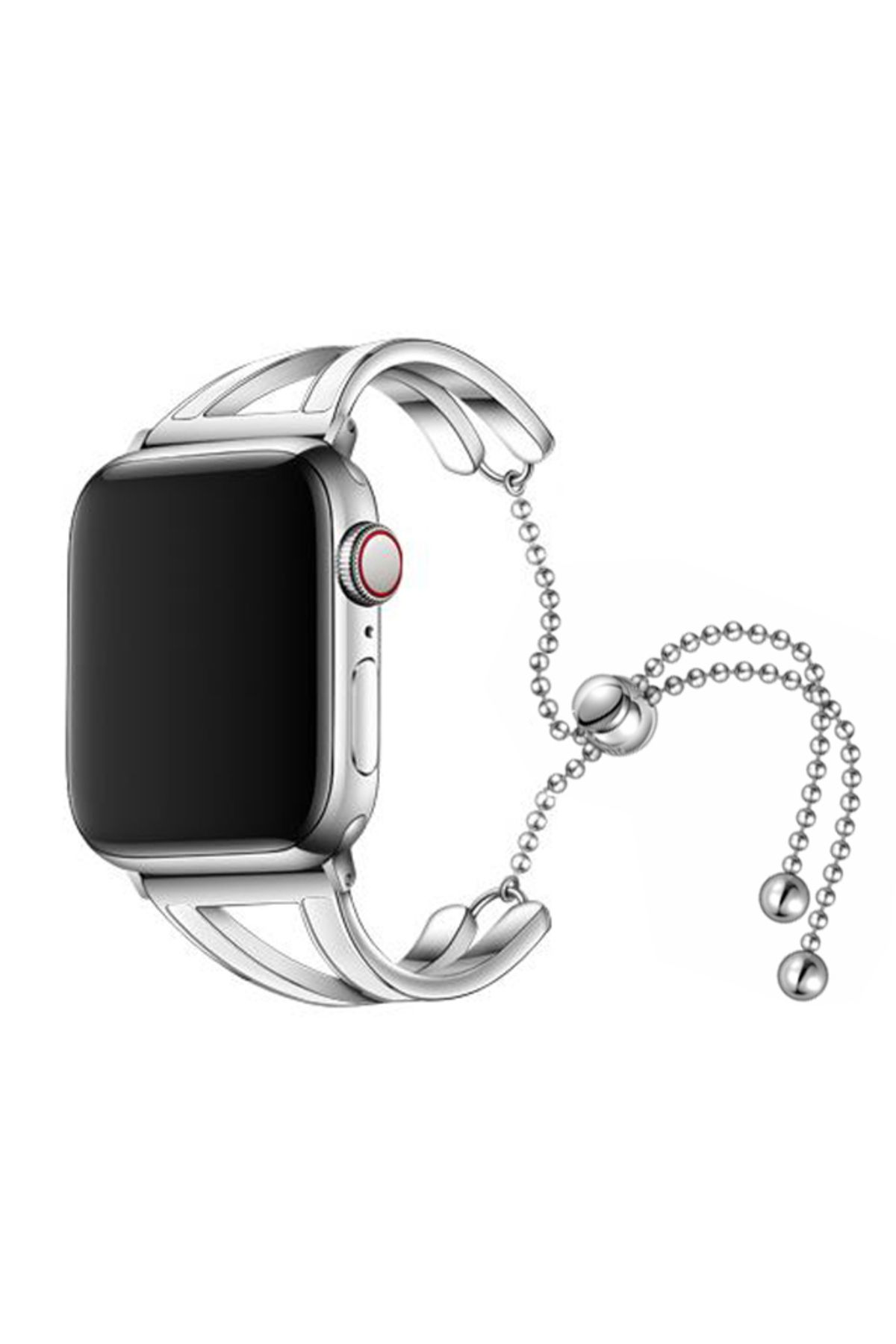 REDz Accessories-Curea Deluxe pentru Apple Watch, Fashion, Oțel inoxidabil, Damă, Argintiu-Alb - 38/40/41 mm 2