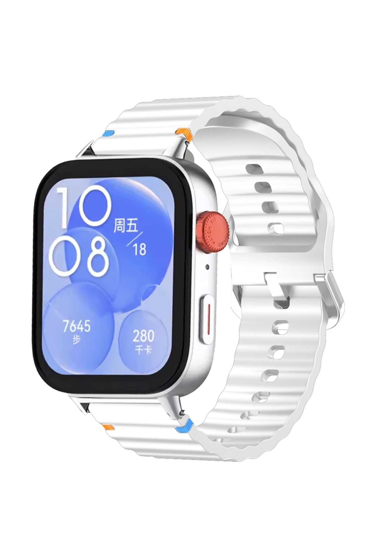 Sneezy Huawei Watch Fit 3 İle Uyumlu Dalga Desenli Tokalı Yumusaş Soft Silikon Kordon