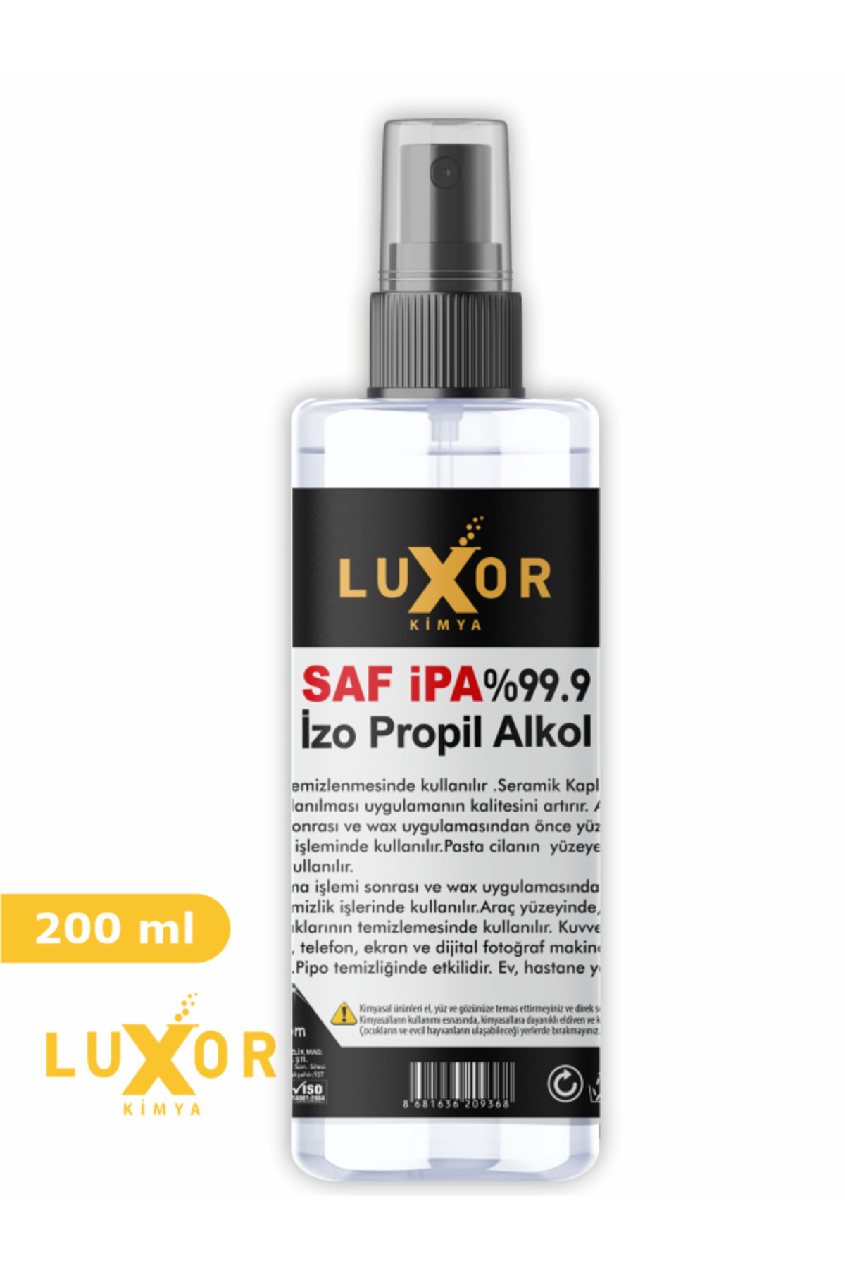 Luxor Kimya Ipa 200 ML Saf Izo Propil Temizlik Solventi %99.9 (İZOPROPİL)