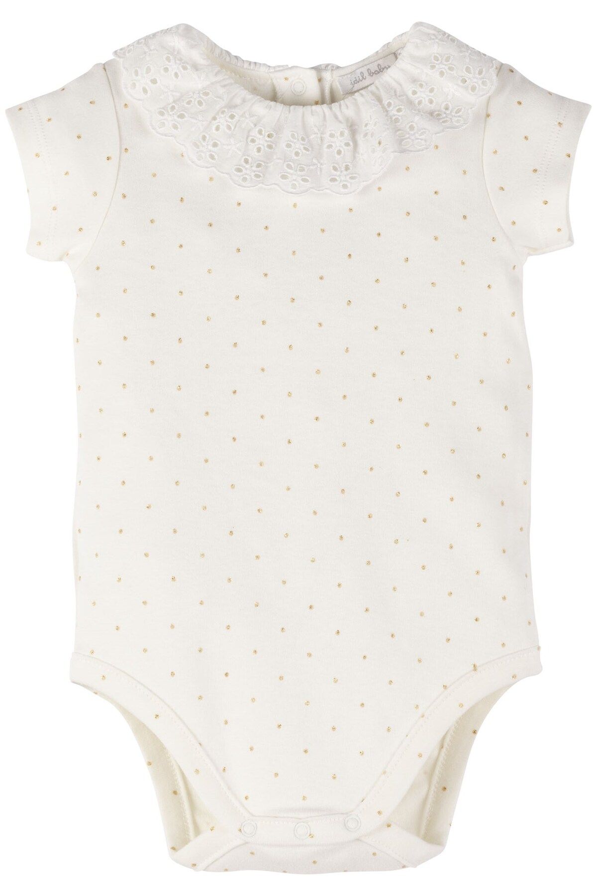 İdilbaby&Mamino İDİLBABY&MAMİNO brode yakalı sim puantiyeli kız bebek kısa kol body