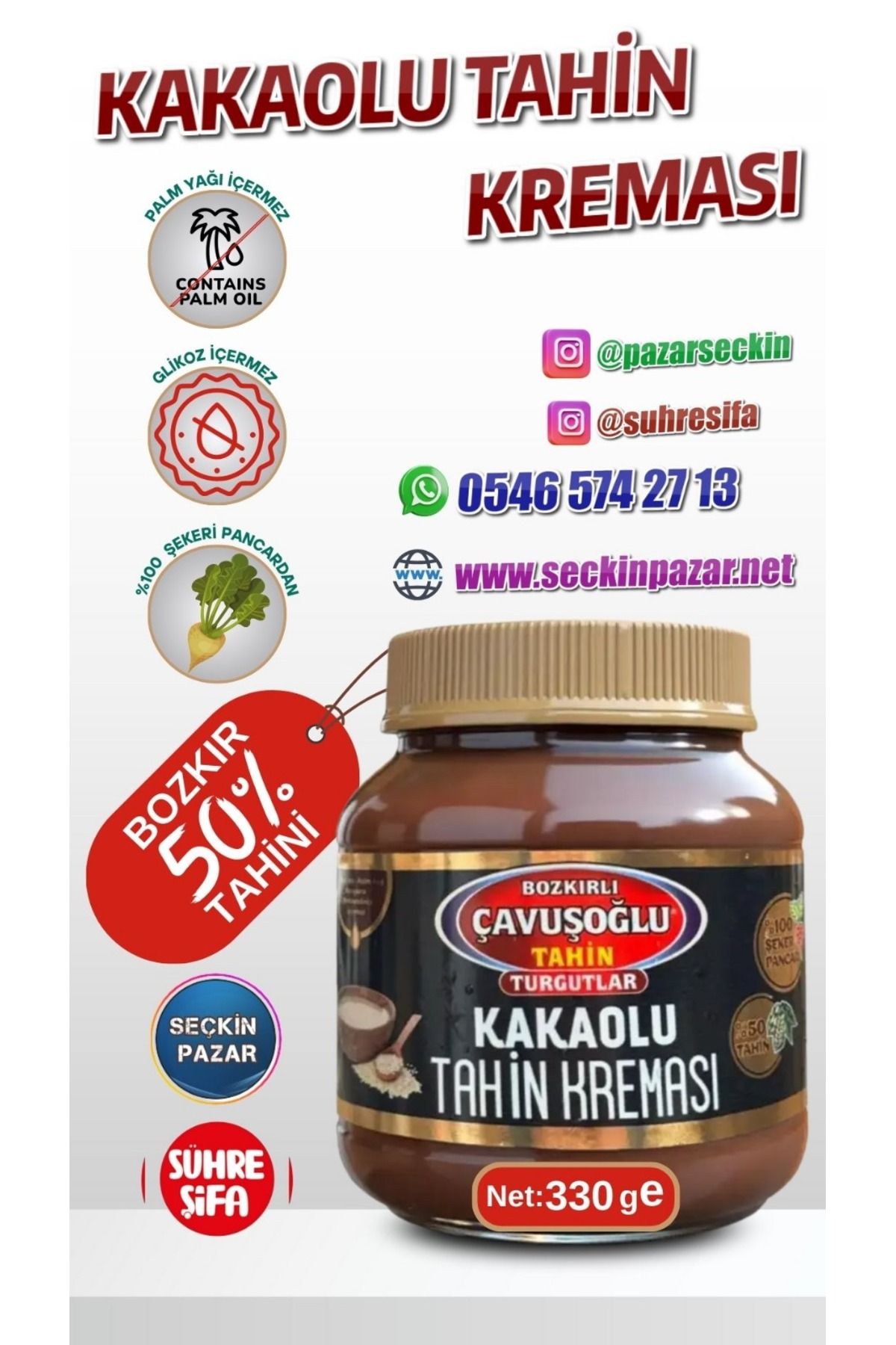 Bozkırlı Çavuşoğlu Kakaolu Tahin Kreması 330gr