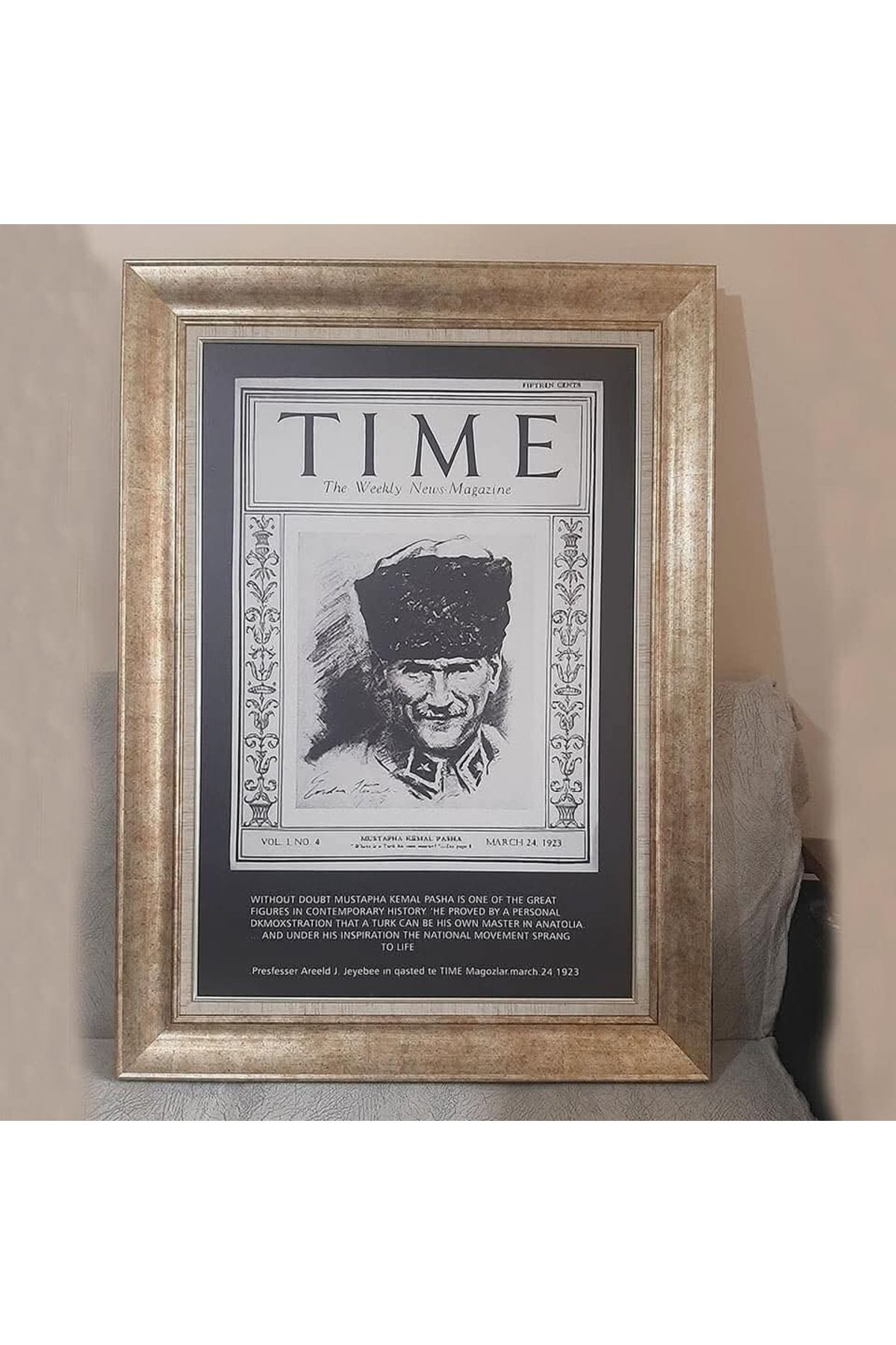 giyense GÜMÜŞ ÇERÇEVELİ PASPARTULU TIME ATATÜRK TABLO