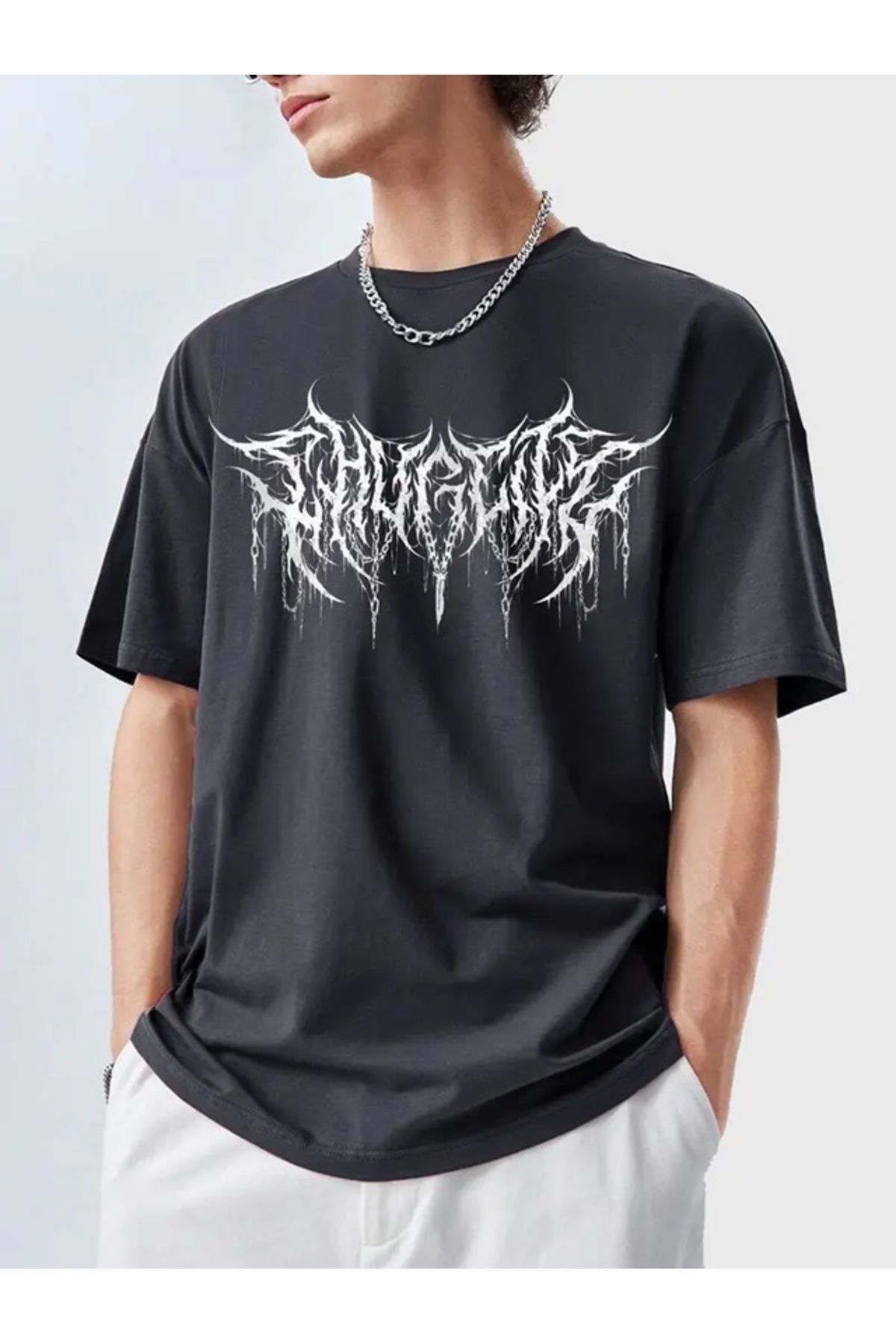 Touz Moda Gotik Baskılı Unisex Oversize T-shirt