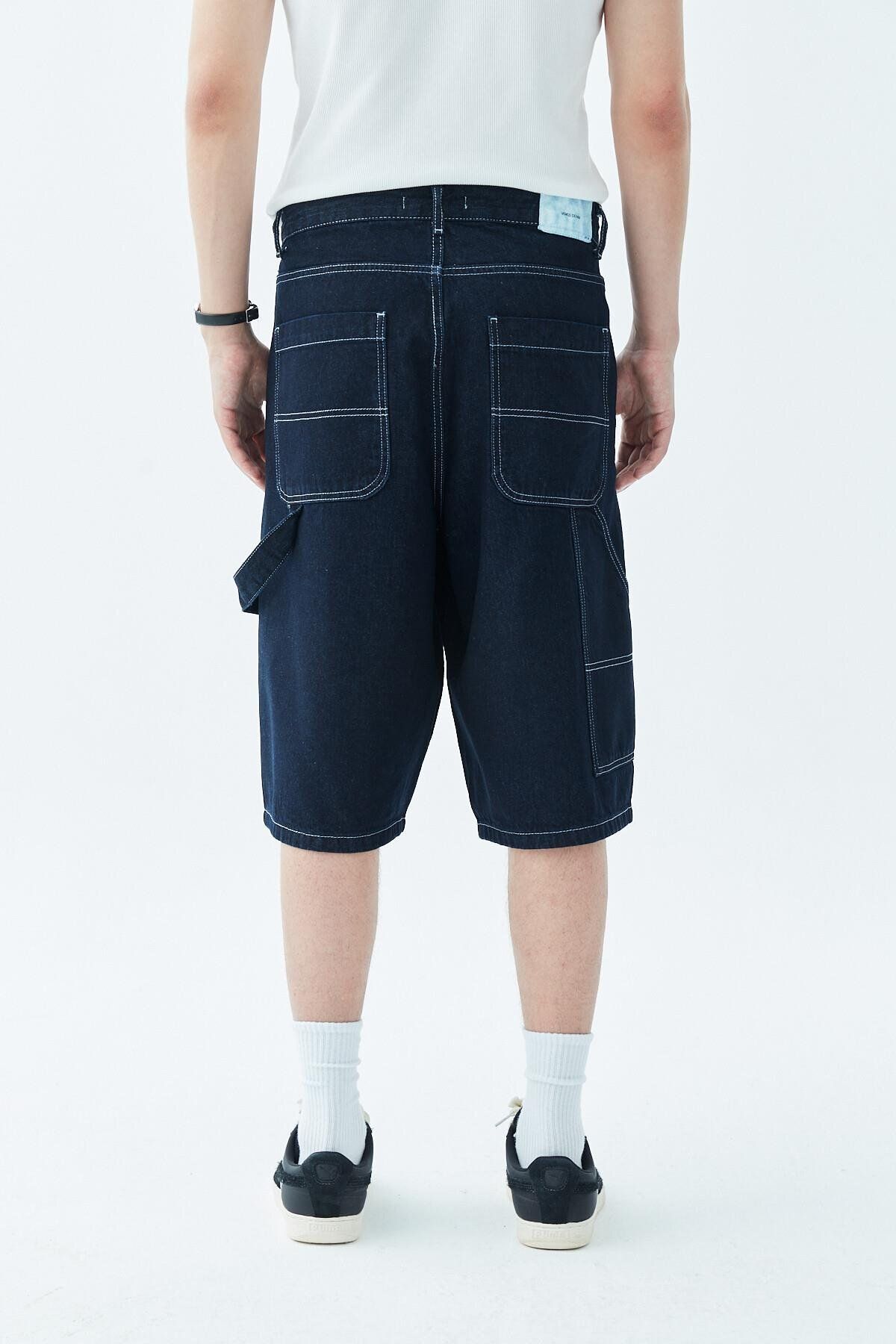 شلوارک و برمودا آبی مردانه جزئیات خیاطی Bermuda Jinim Shorts Blue VAMOSCLO