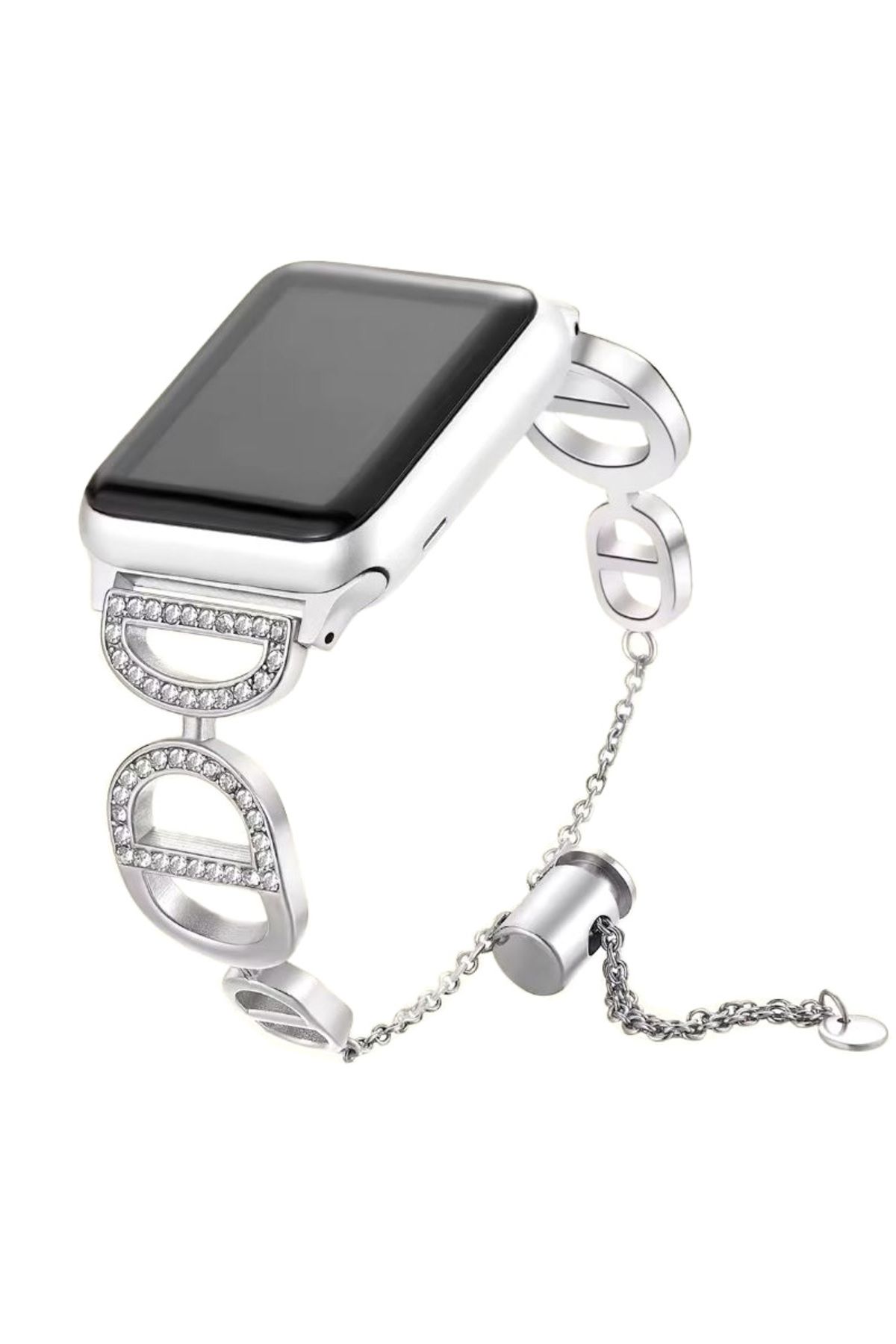 REDz Accessories Curea Din Cristal D, Elegantă, Pentru Apple Watch, Design Vestimentar, Metalică, Argintie - 38/40/41 Mm - One Size