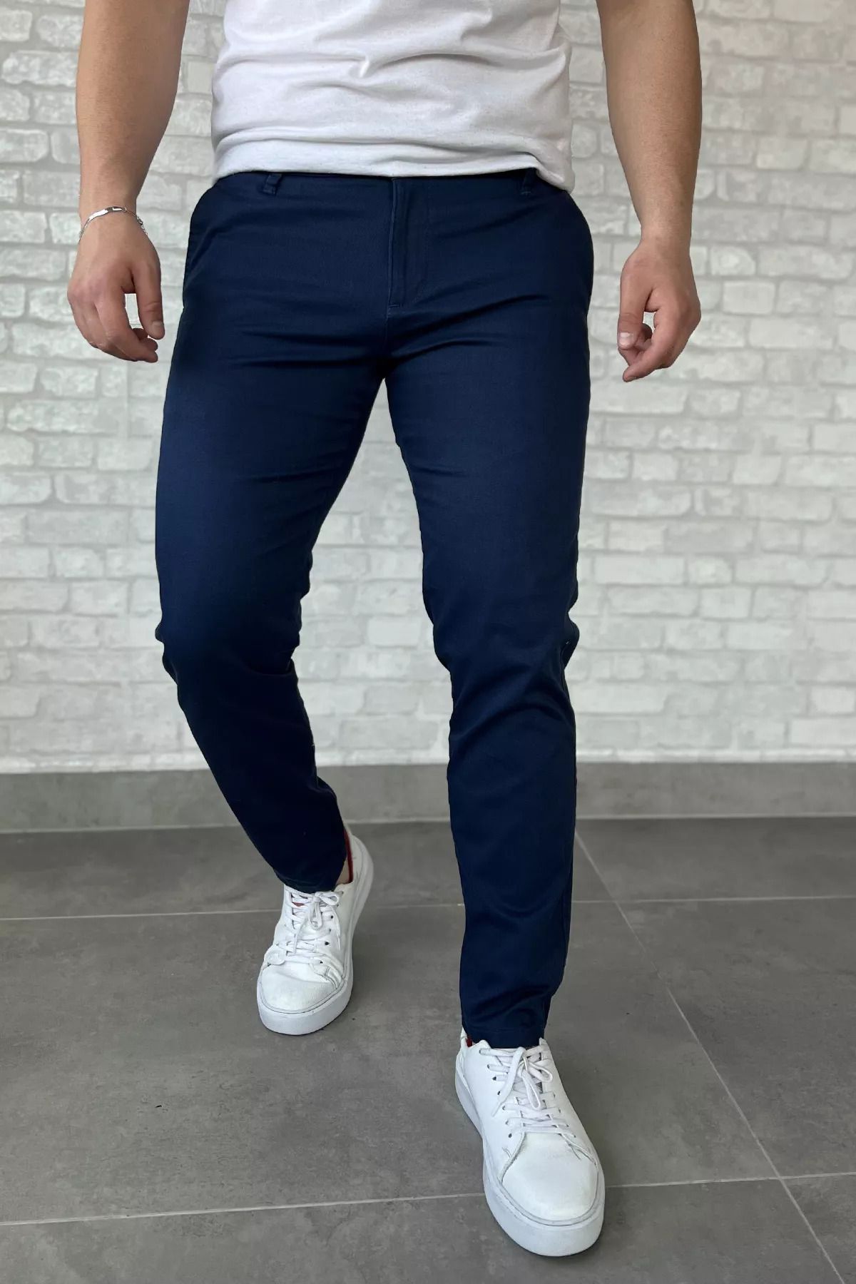 MİSHAR İTALİA Açıklacivert Erkek Gabardin Pantolon