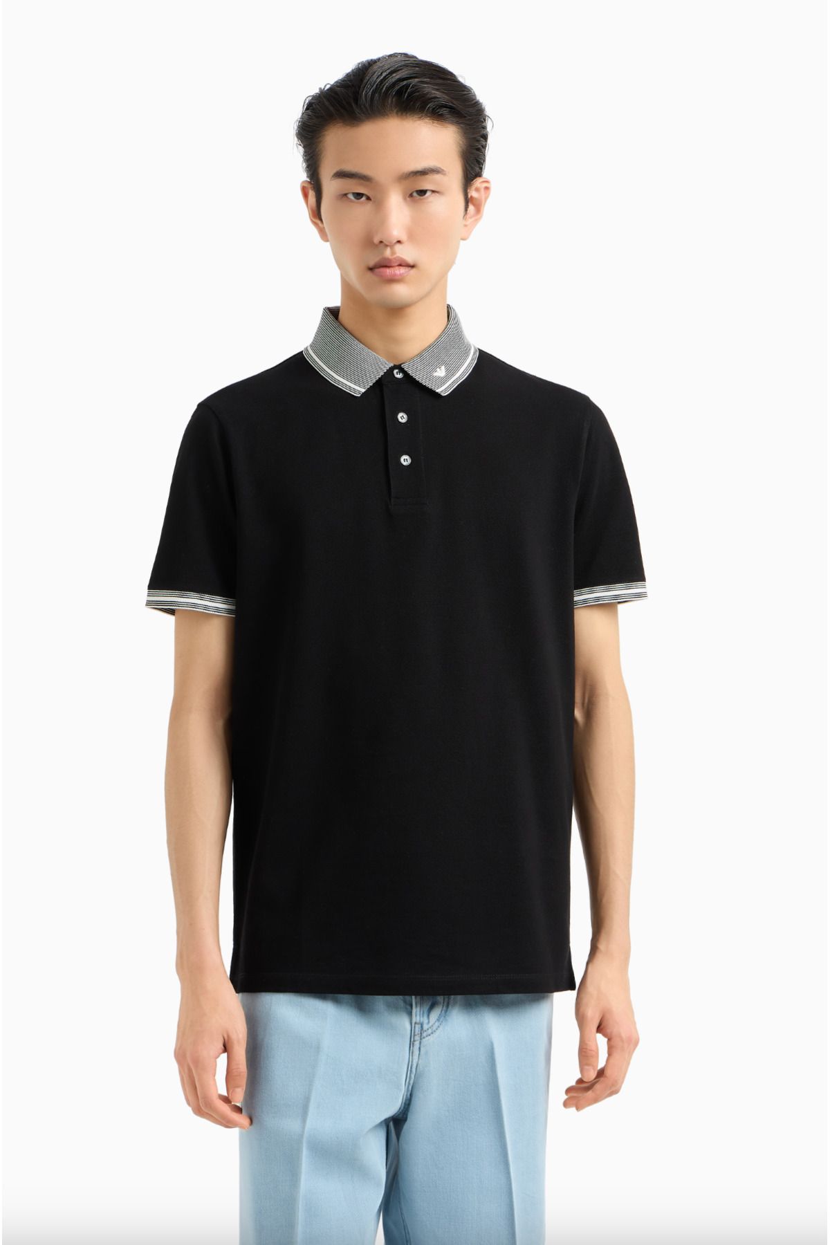 Emporio Armani Piqué Polo Shirt with Piped Collar