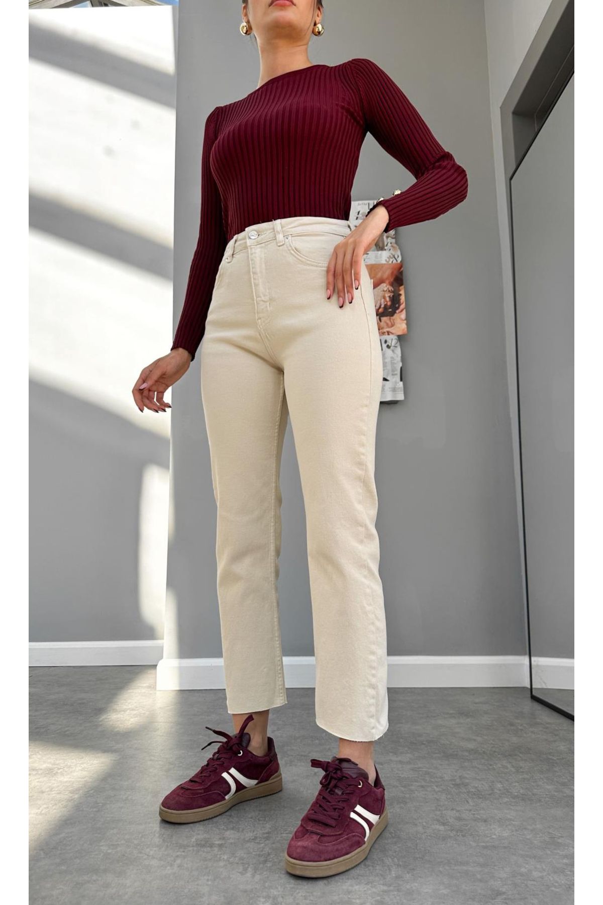 studio fashion 1988 Kadın Premium Seri Kot Pantolon Pamuk Yüksek Bel Boyfit Orj Marka Jean