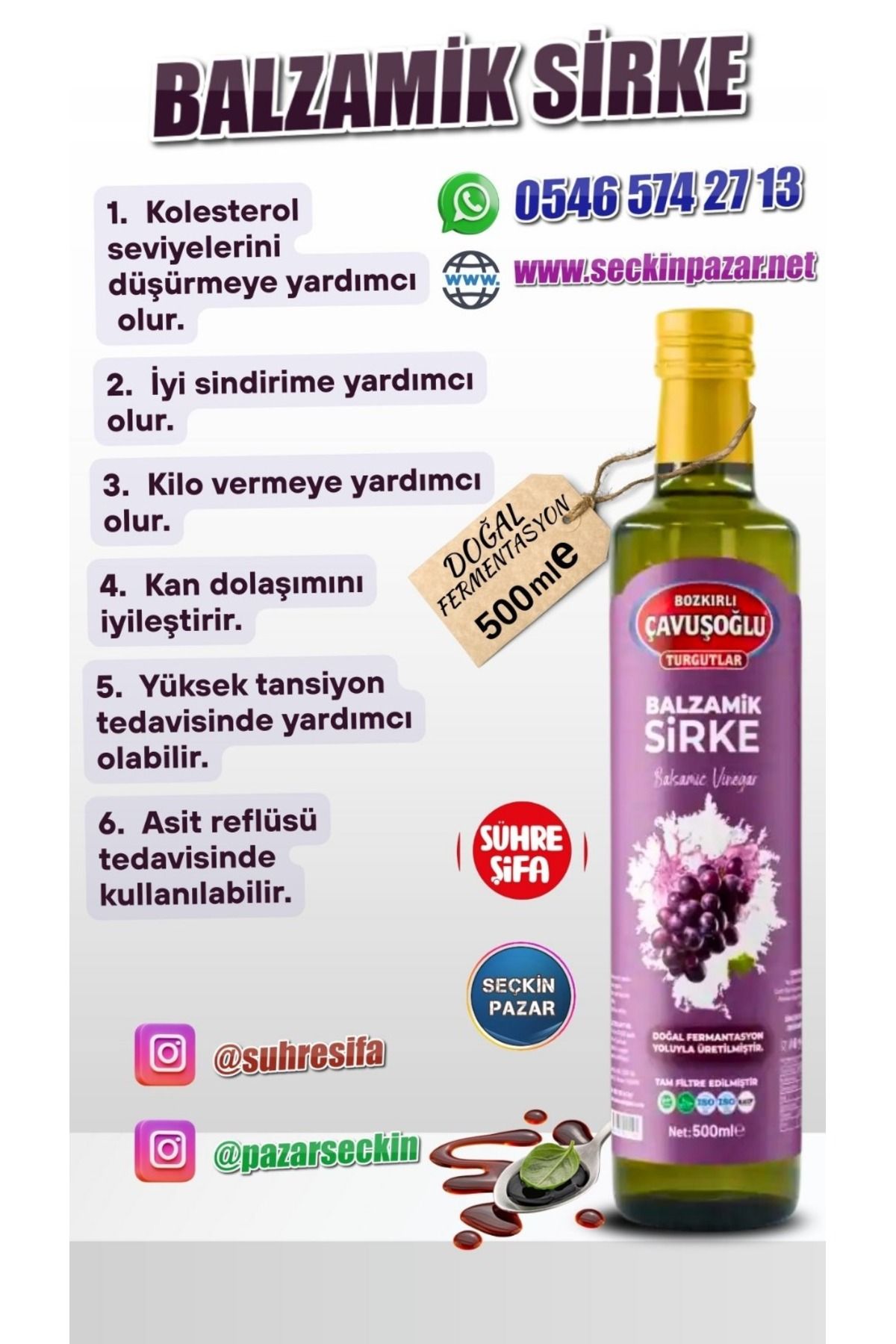 Bozkırlı Çavuşoğlu Sirke - 500ml Balzamik