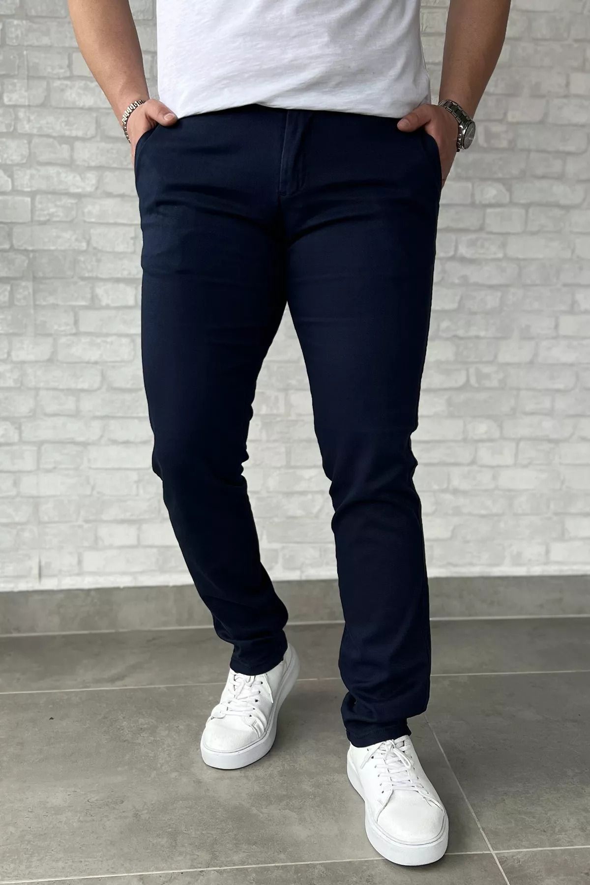 MİSHAR İTALİA Açıklacivert Erkek Gabardin Pantolon
