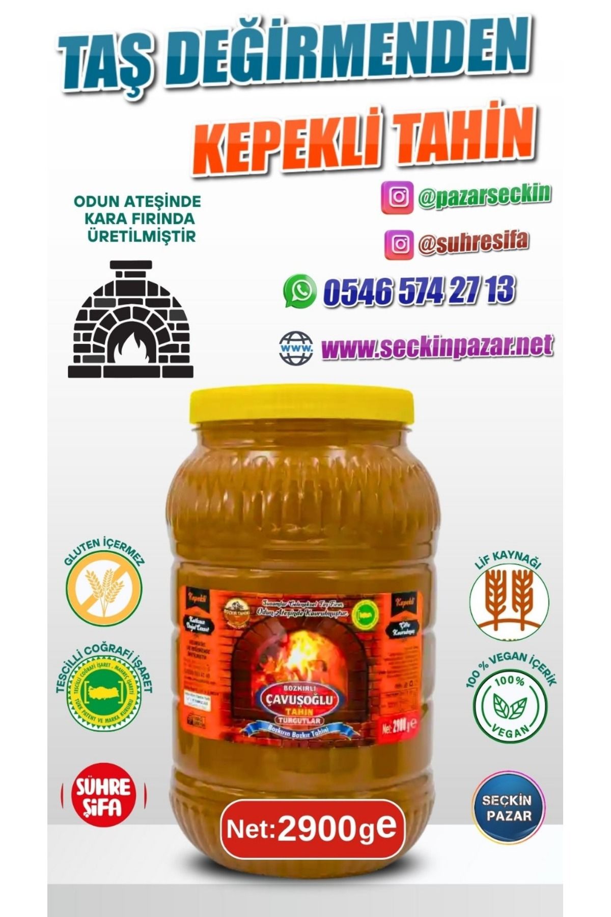 Bozkırlı Çavuşoğlu Tahin - 2900gr Kepekli