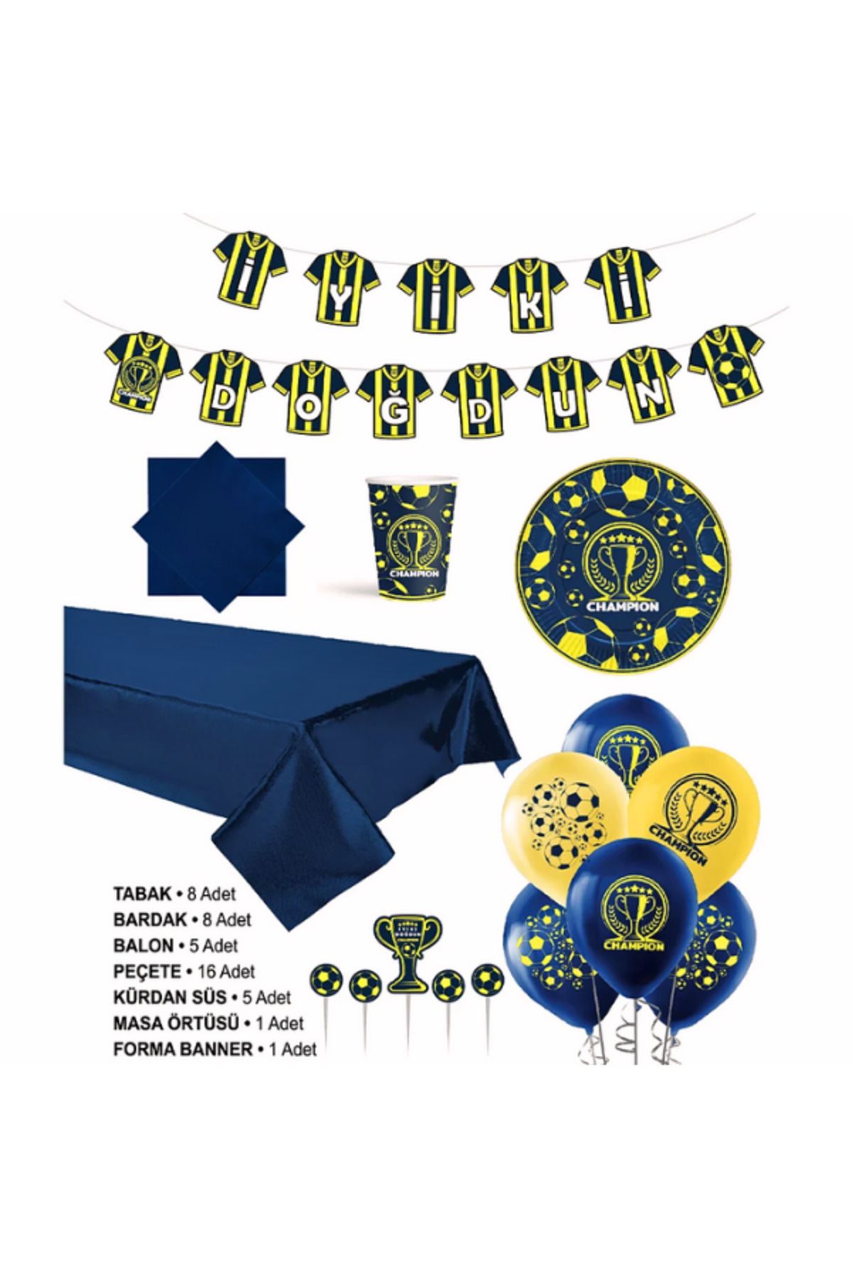 Loremp Takım Taraftar Bardak, Tabak Balon Masa Örtüsü Kutlama Seti