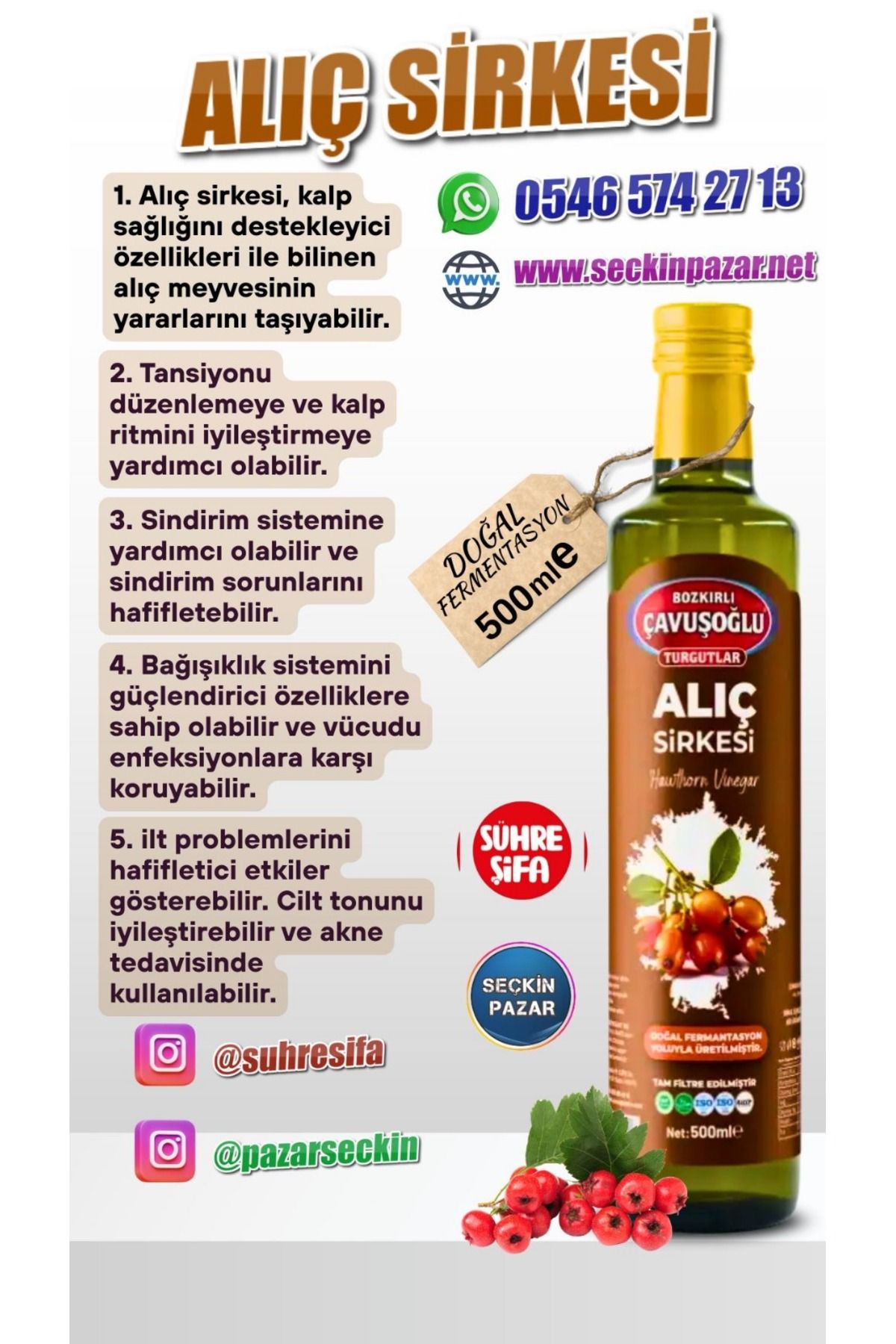Bozkırlı Çavuşoğlu Sirke - 500ml Alıç