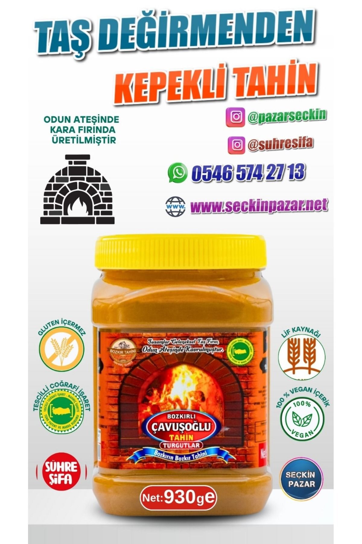 Bozkırlı Çavuşoğlu Tahin - 930gr Kepekli