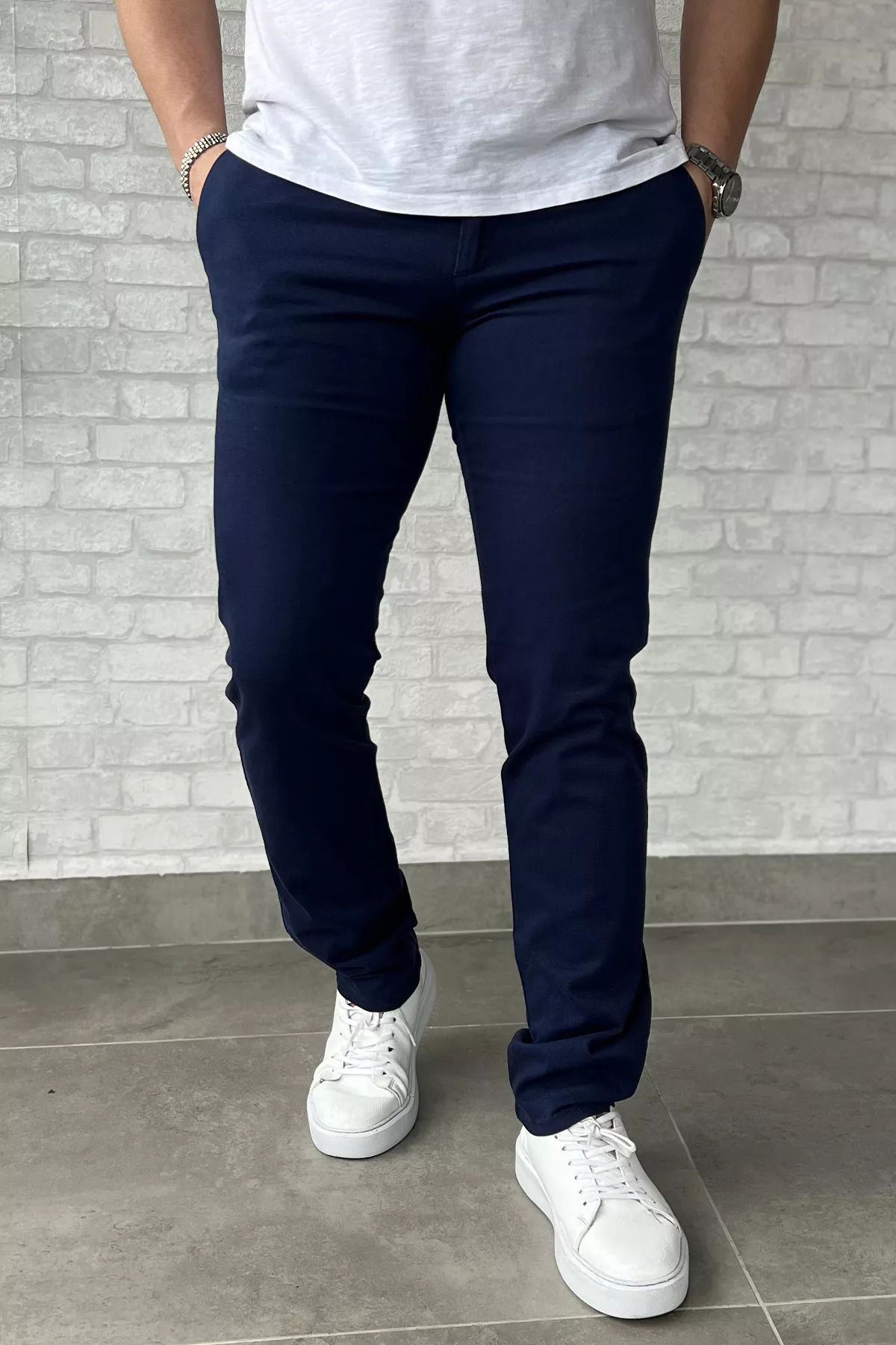 MİSHAR İTALİA Koyumavi Erkek Gabardin Pantolon