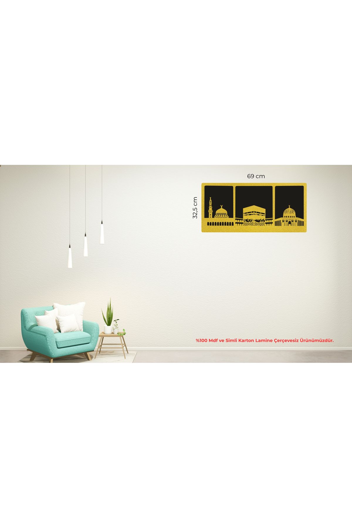 Grand Fine Art 100% Mdf ve Simli İslami Tablo Kabe