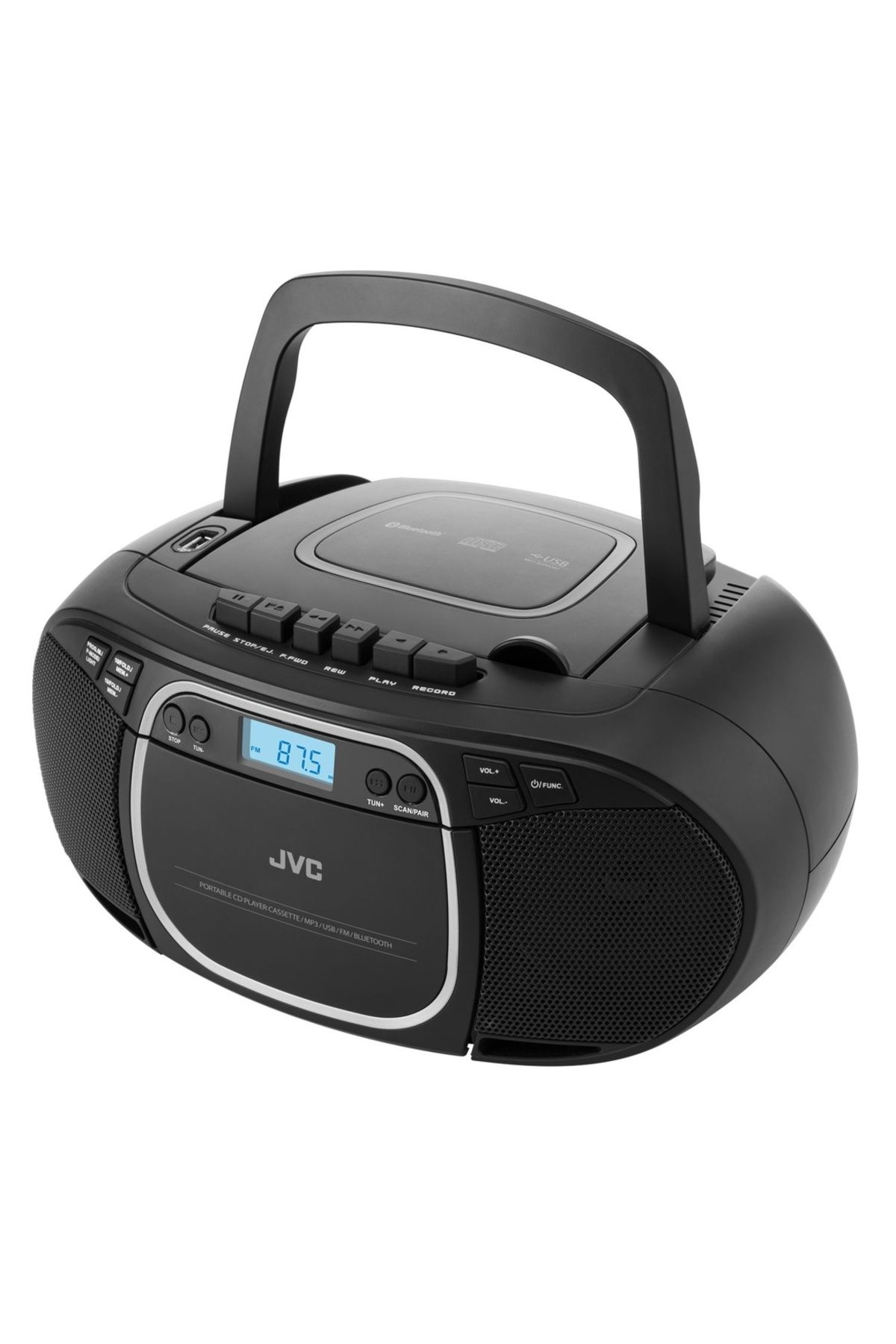 JVC-Radio With Cassette And CD Player RC-E451B, 2 X 1.6 W RMS, FM, Bluetooth, USB, Mp3, Aux In, Black 5