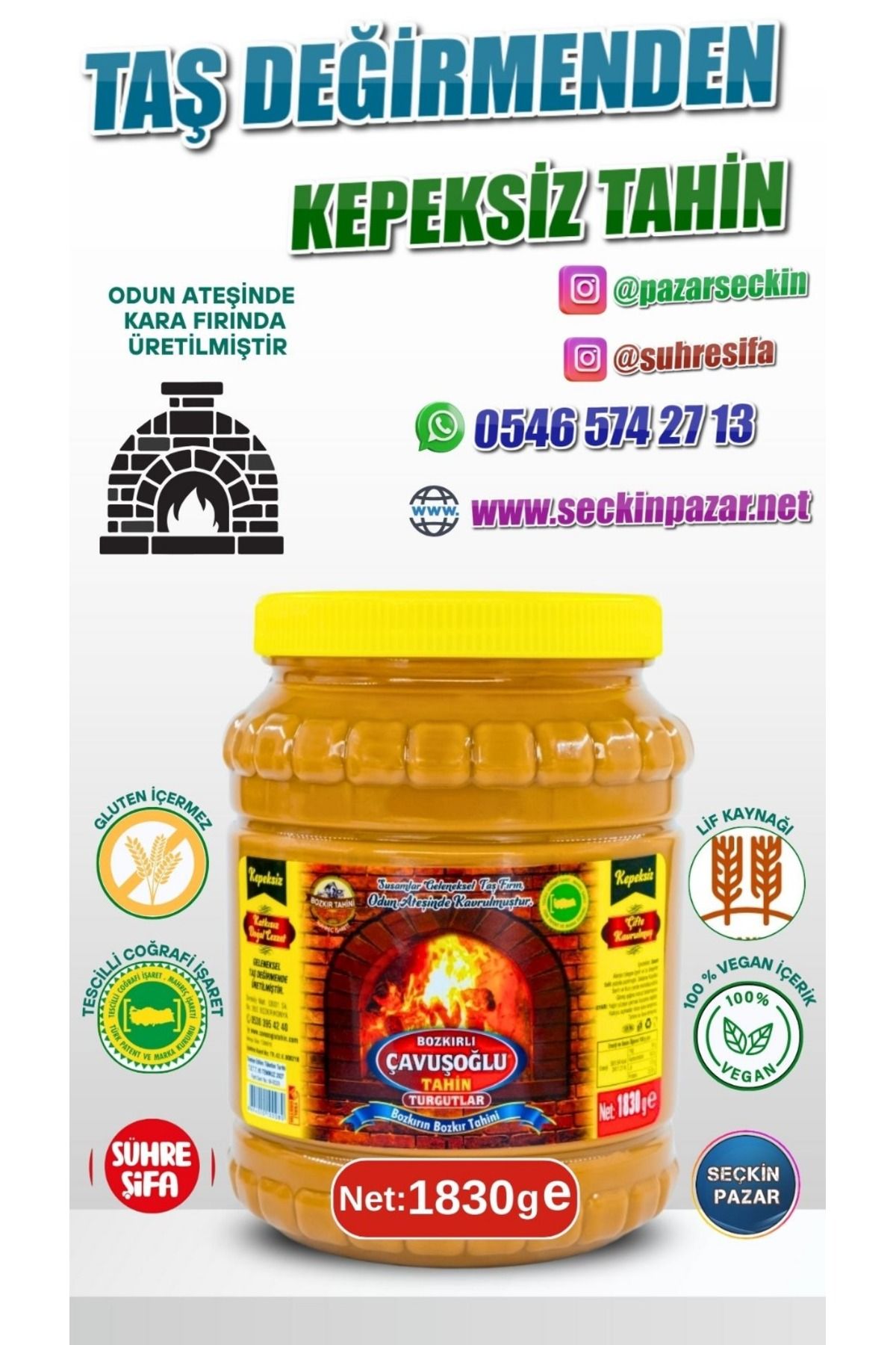 Bozkırlı Çavuşoğlu Tahin - 1830gr Kepeksiz
