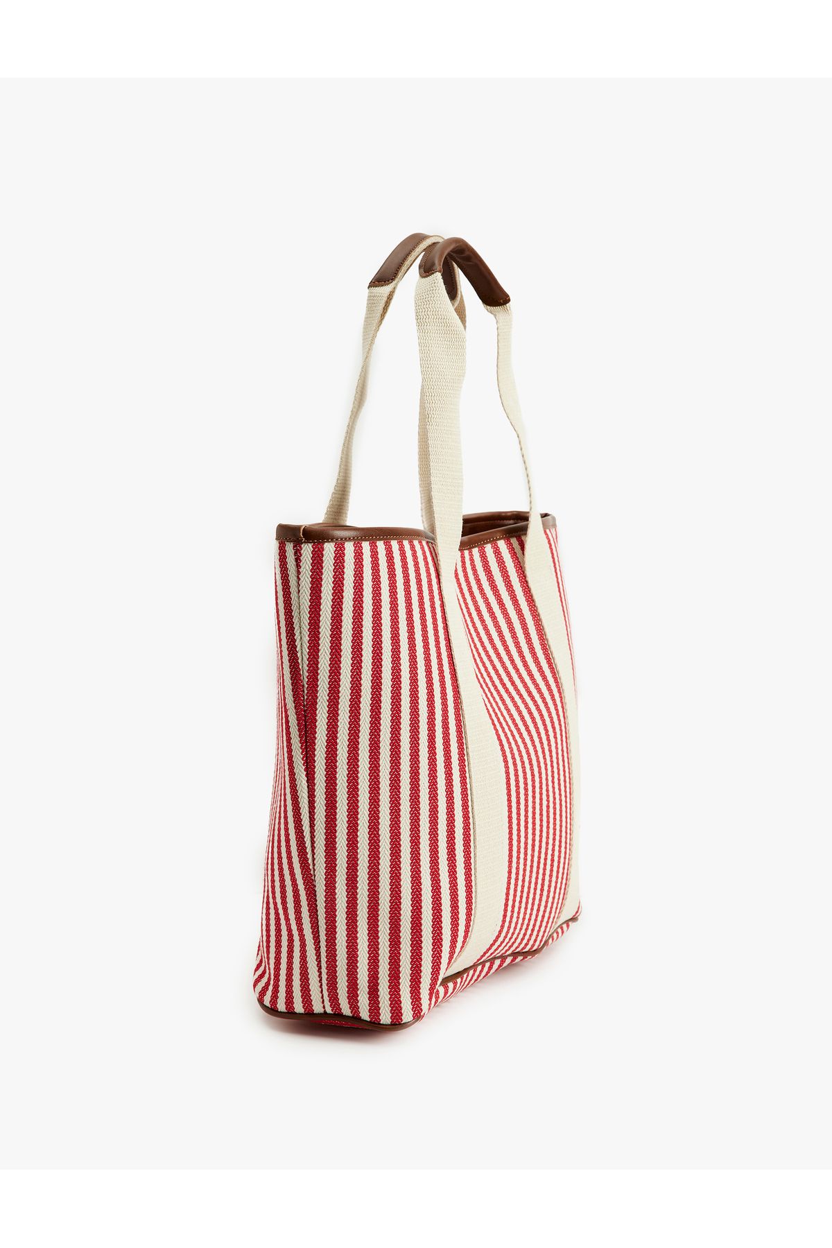 Koton-Color Block Tote Bag with Striped Handle 2