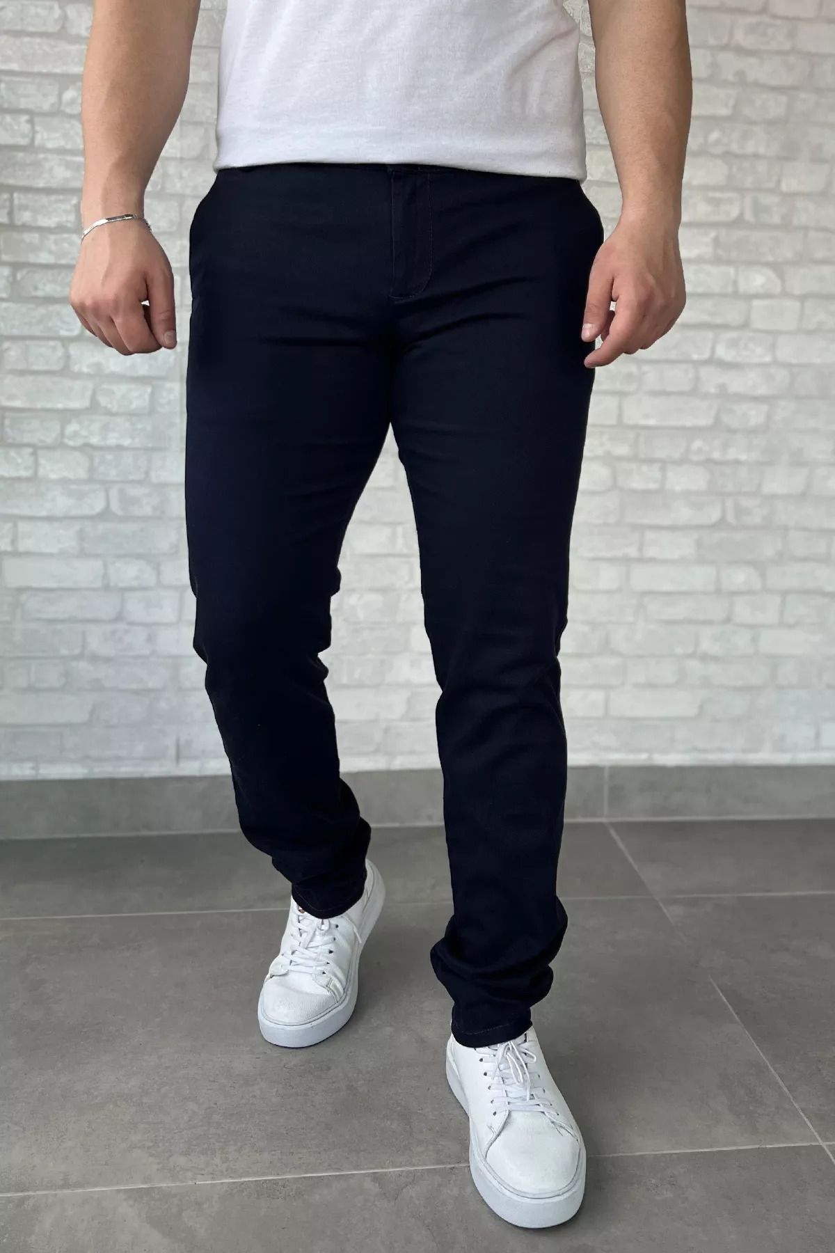 MİSHAR İTALİA Lacivert Erkek Gabardin Pantolon